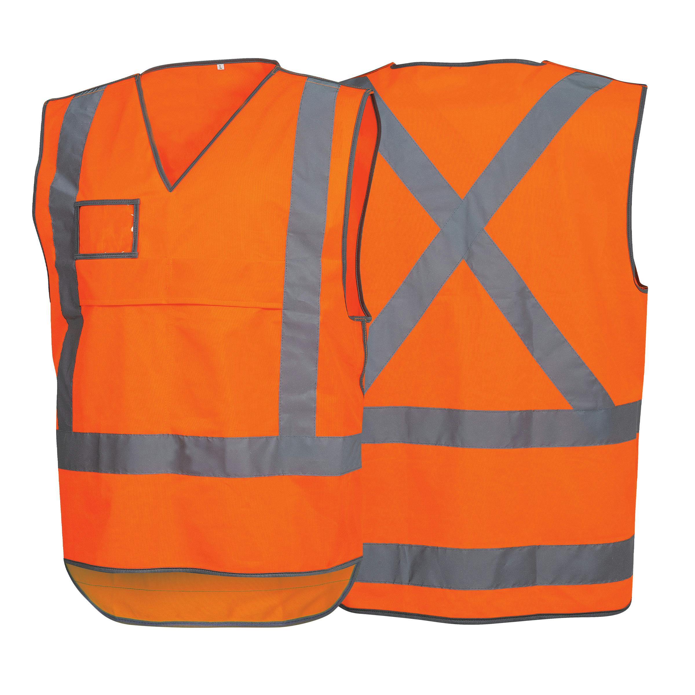 Force360 Orange Day/Night Rail Safety Vest  (Hi-Vis Orange)