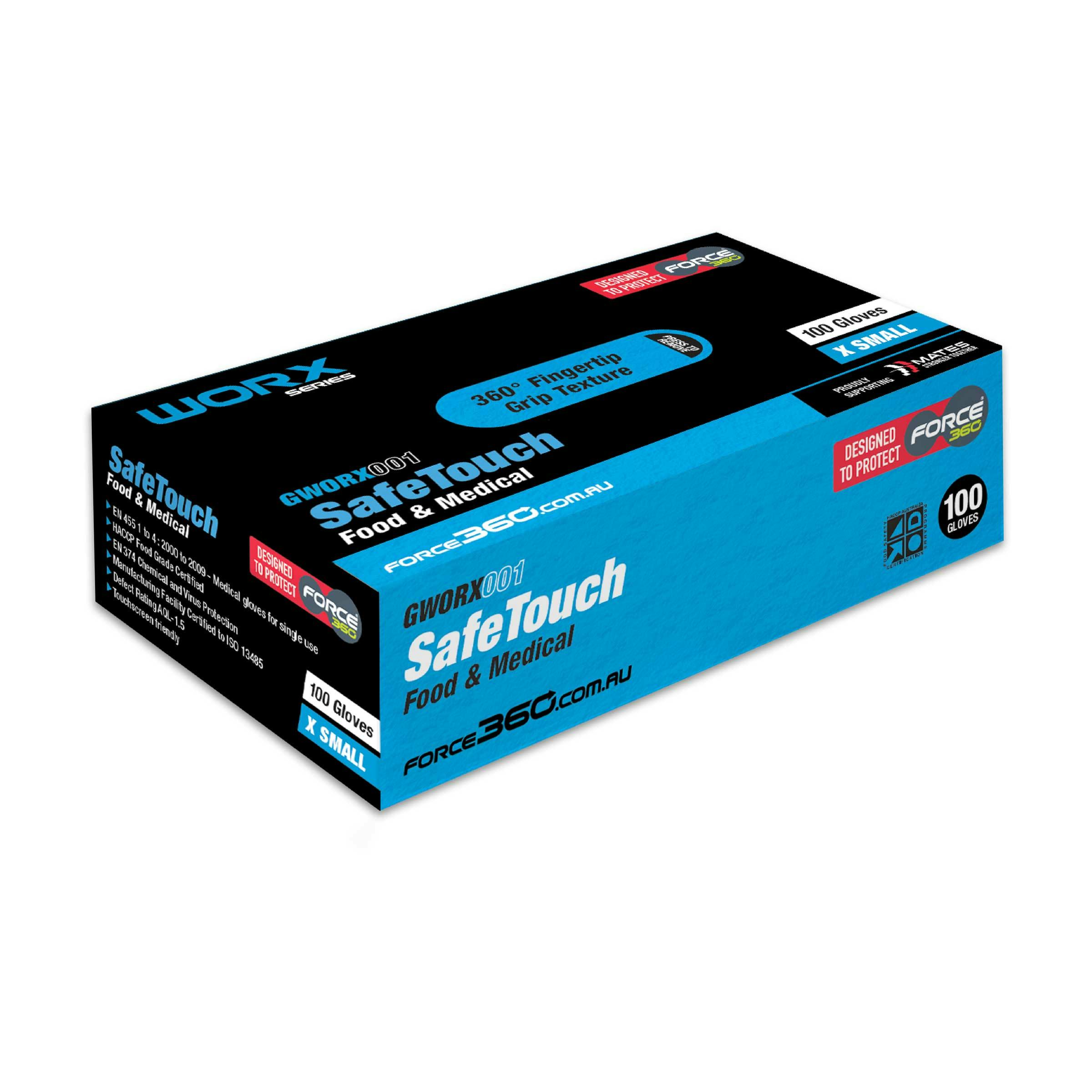 Force360 Safetouch Food & Medical Disposable Nitrile Glove 100/Box (Blue)_3