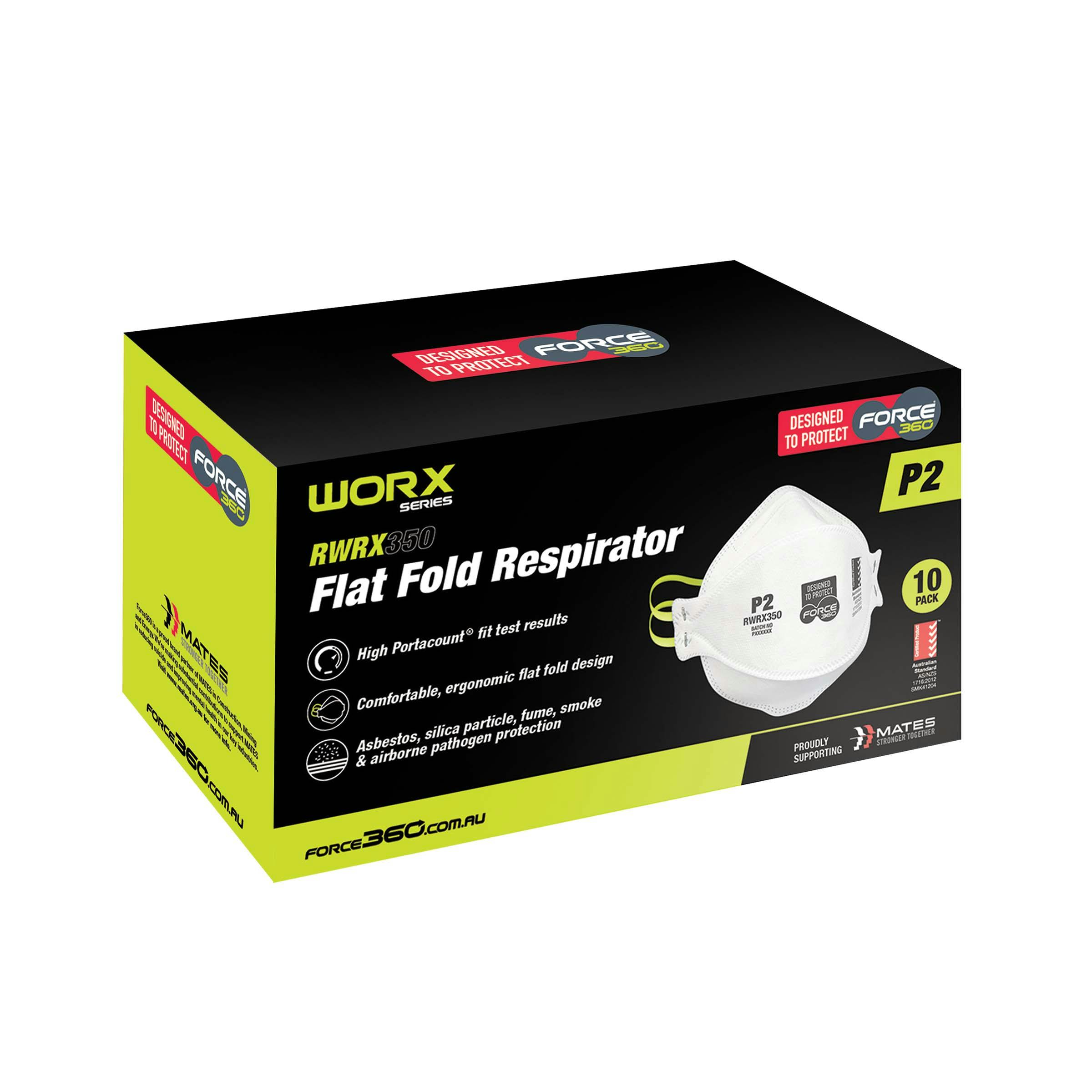 Force360 P2 Flat Fold Disposable Respirator (20 Per Box)_1