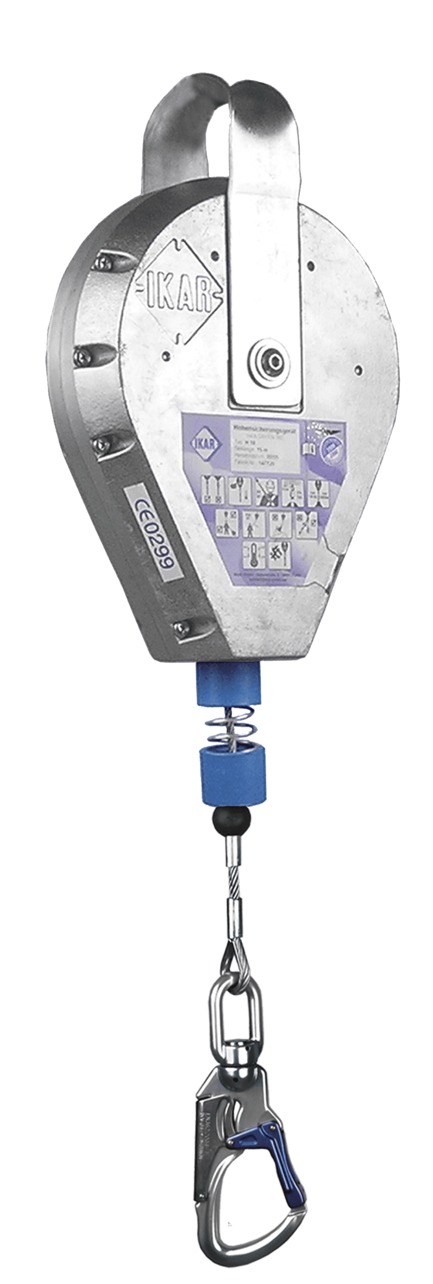 IKAR Retractable Fall Arrester With Handle (Aluminium Housing, Steel Cable Lifeline)