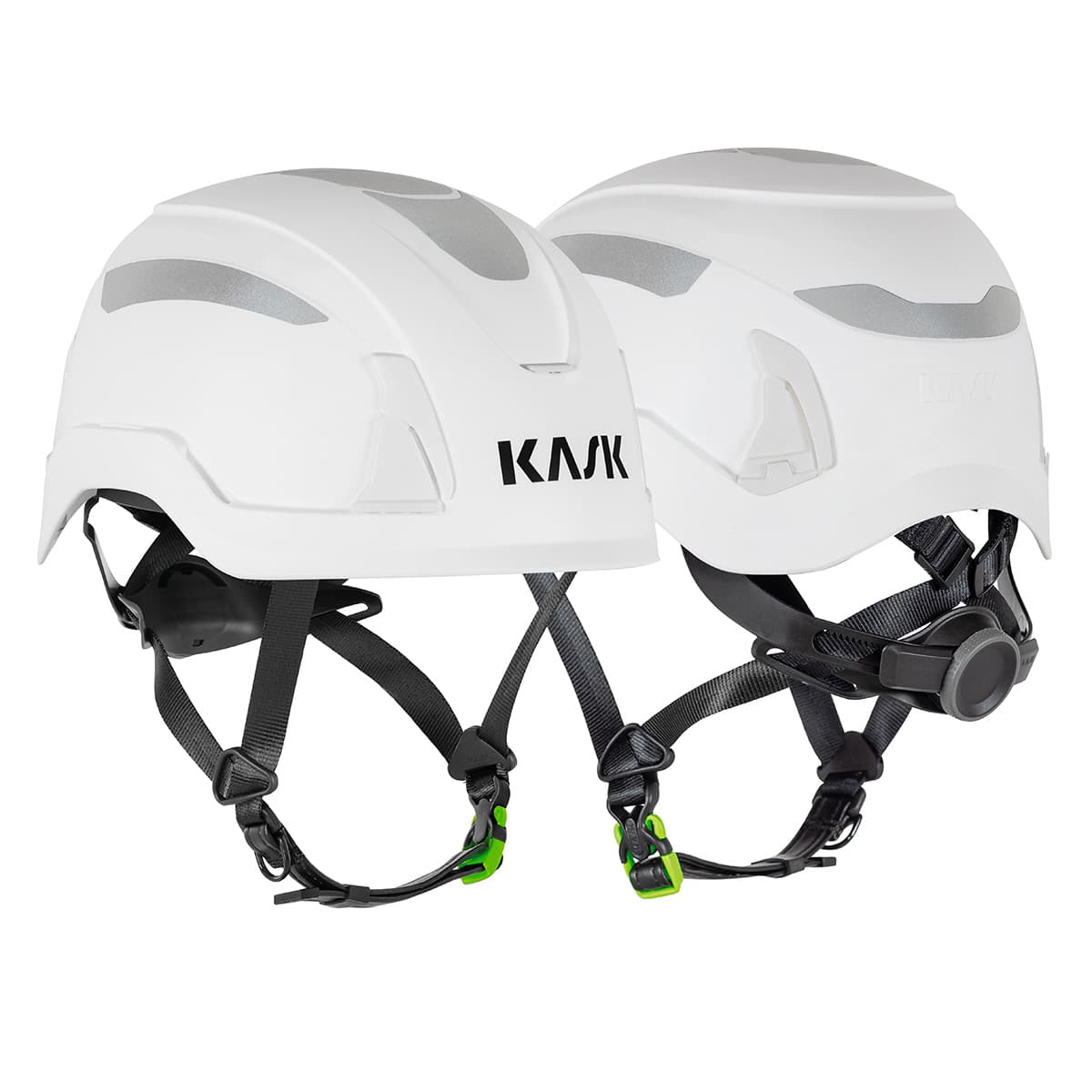 Kask Primero Hi VIz Dielectric helmet with luminescent lamp clips and reflective decals