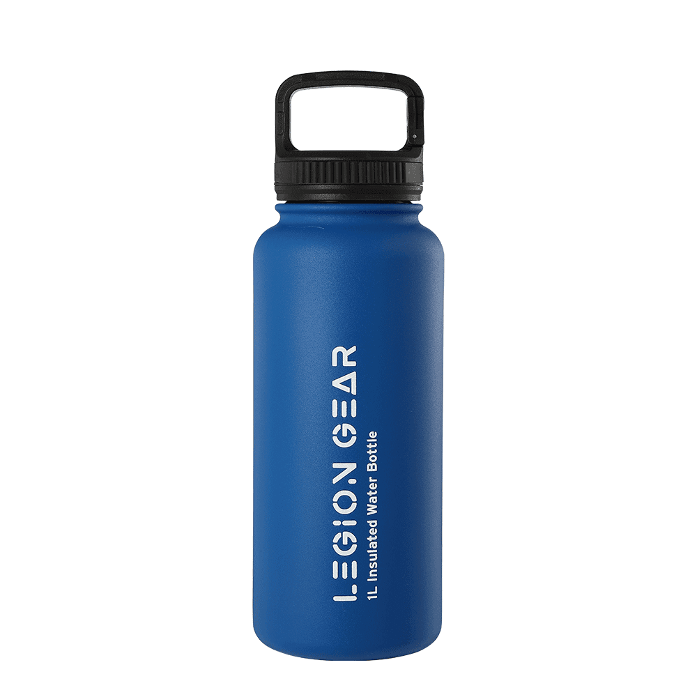 Legion Gear Stainless Steel Double Wall Vacuum Sealed Water Bottle - 1L Blue_0