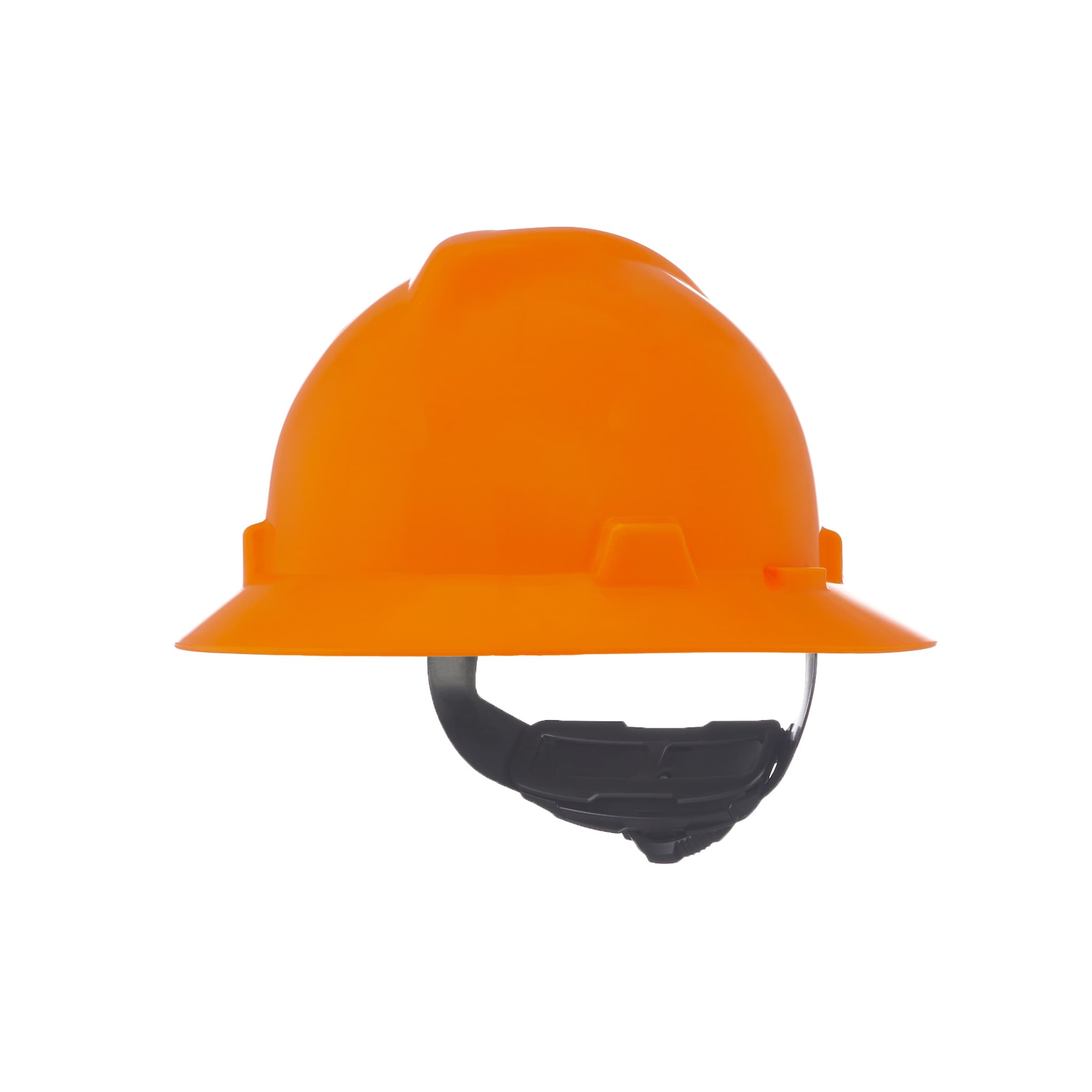 MSA V-Gard Slotted Full-Brim Hat, Hi-Viz Orange, W/Fas-Trac Iii Suspension