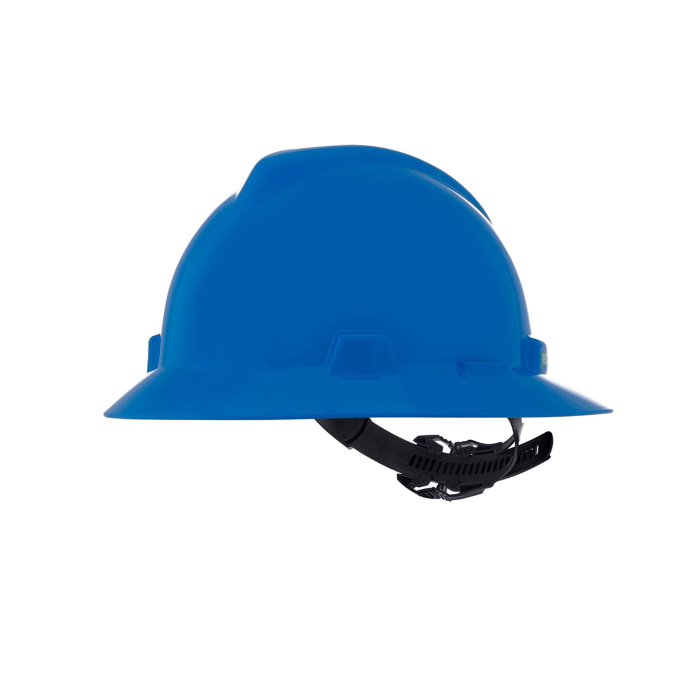 MSA V-Gard Slotted Full-Brim Hat, Blue, W/1-Touch Suspension