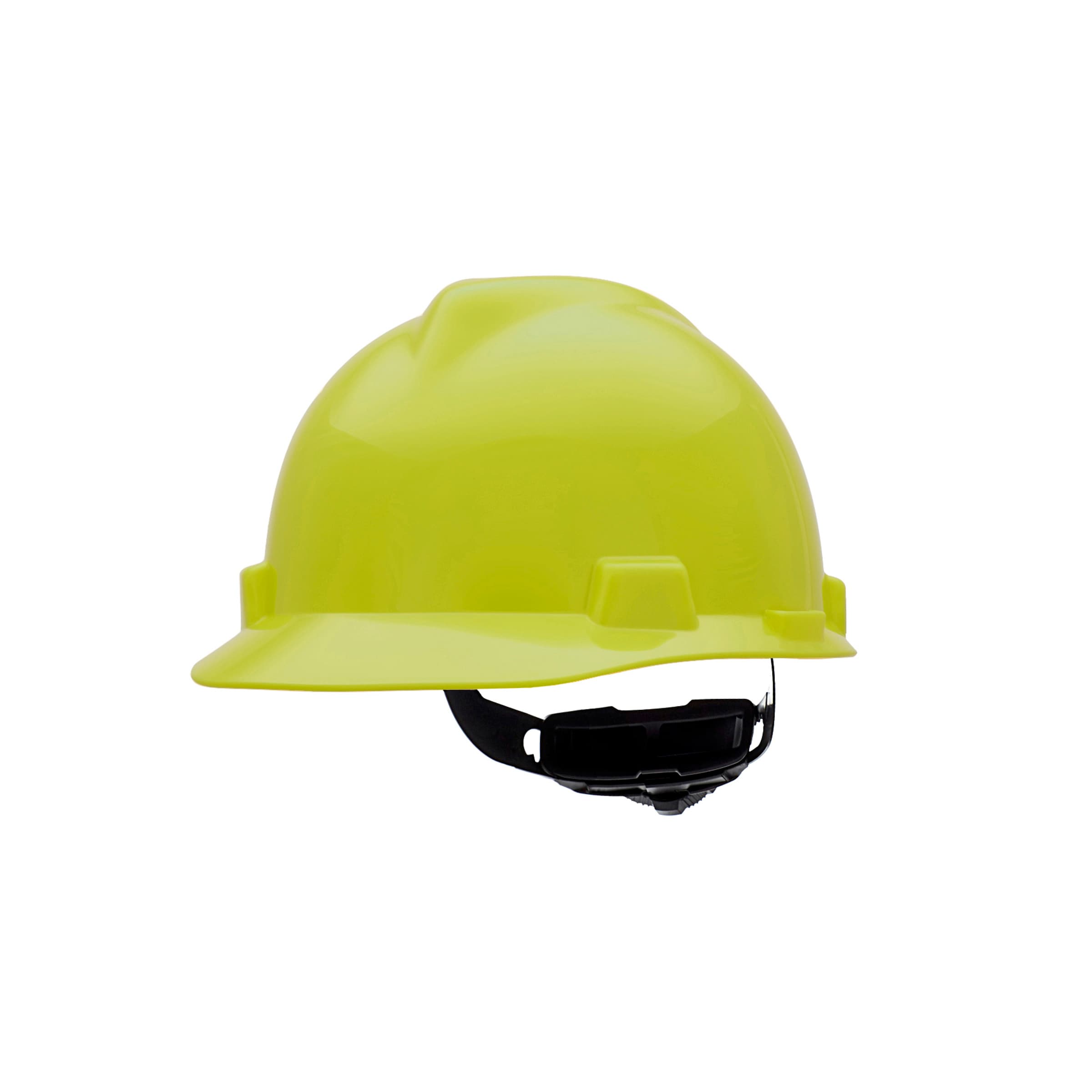 MSA V-Gard Slotted Cap, Hi-Viz Yellow, W/Fas-Trac Iii Suspension