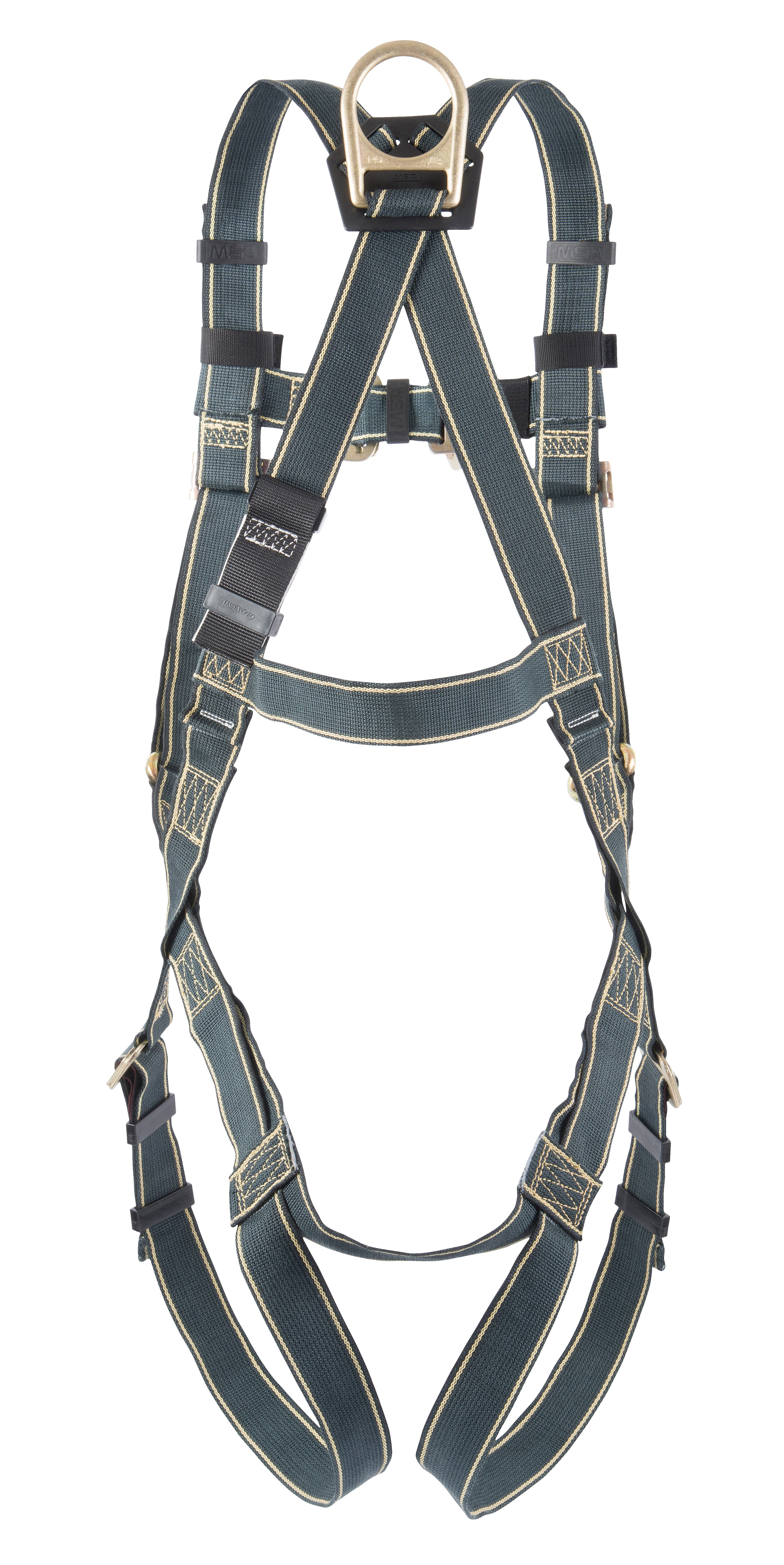 MSA Gravity Suspension Harness, Aluminum Back, Front, Ventral & Hip D-Rings, Lumbar, Shoulder & Leg Padding, Green Web, Small_1