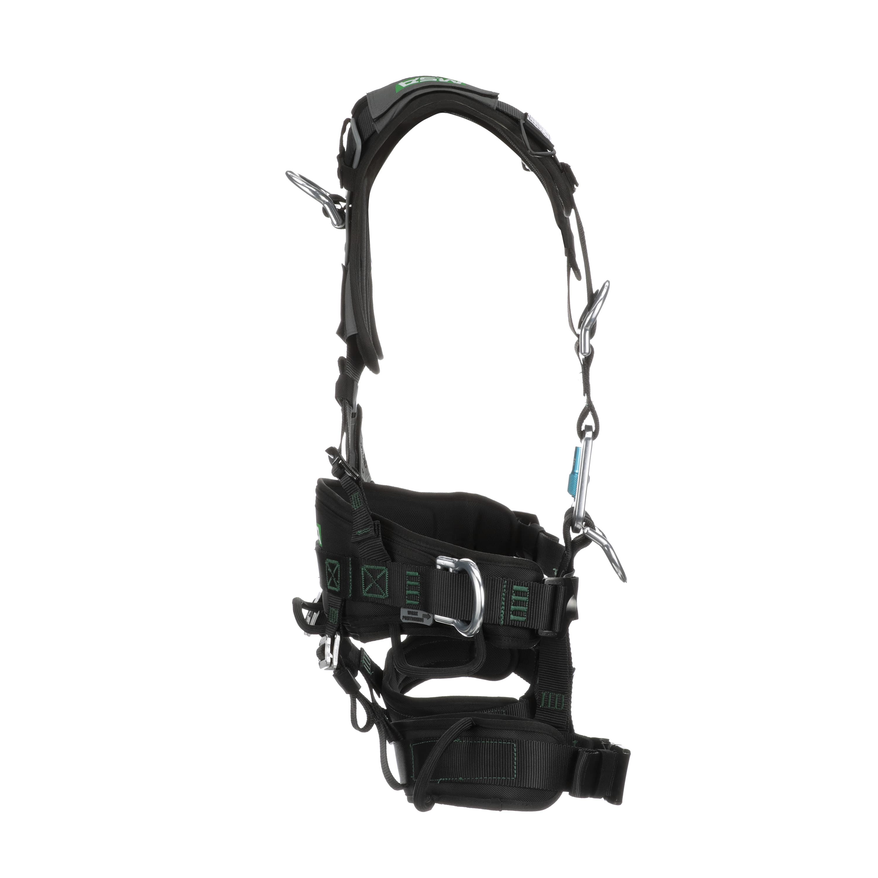 MSA Gravity Suspension Harness, Aluminum Back, Front, Ventral & Hip D-Rings, Lumbar, Shoulder & Leg Padding, Black Web, Medium_2