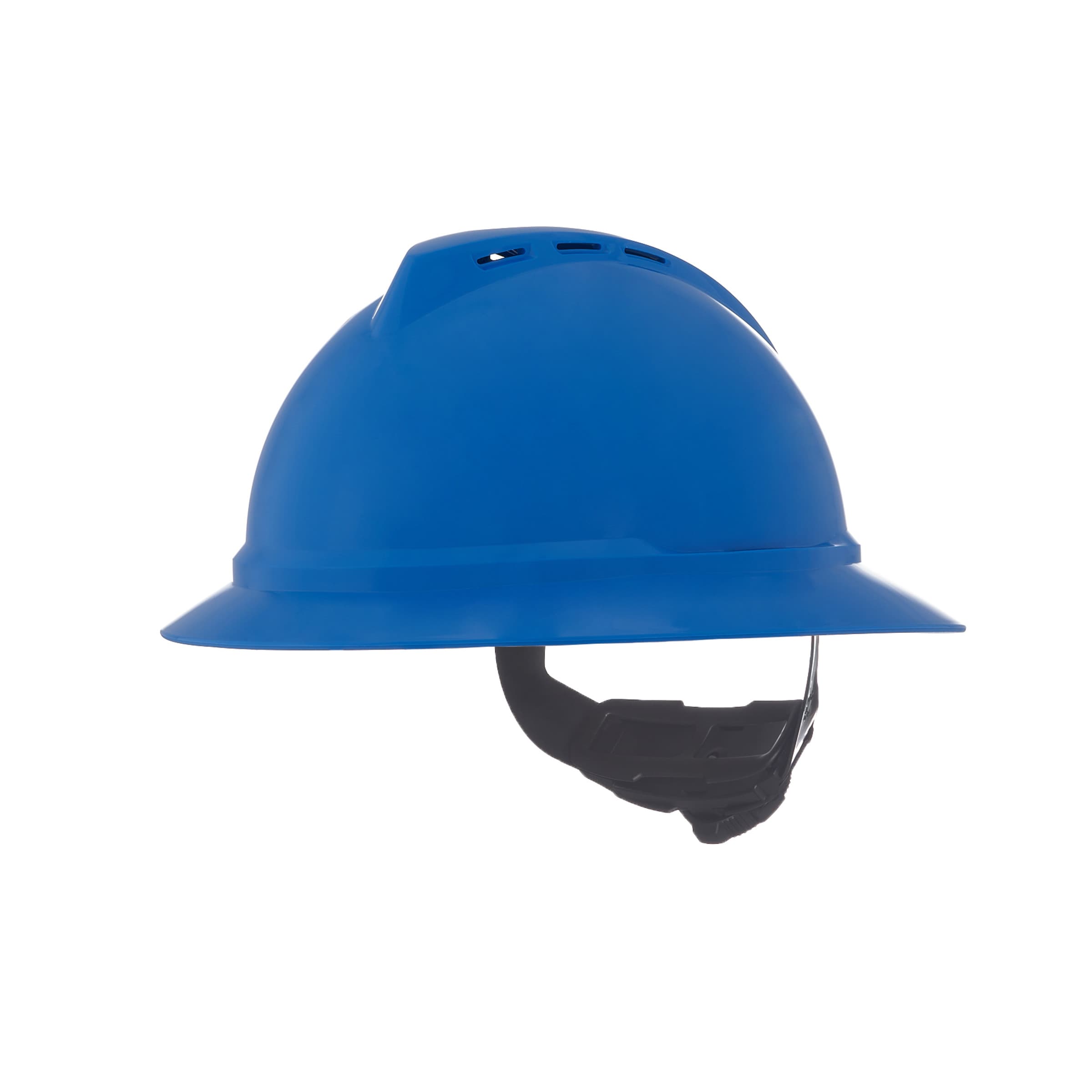 MSA V-Gard 500 Hat, Blue Vented, 4-Point Fas-Trac Iii
