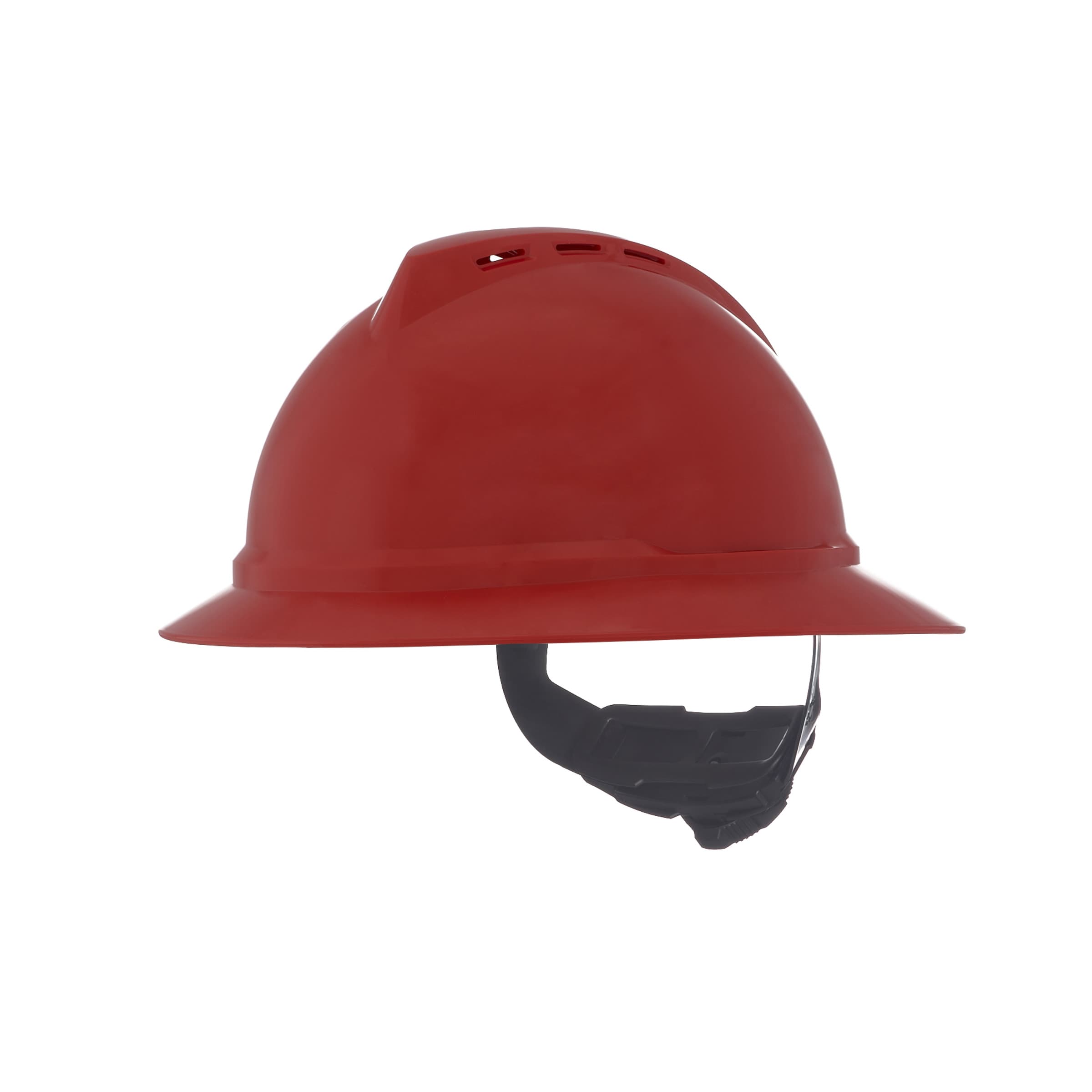 MSA V-Gard 500 Hat, Red Vented, 6-Point Fas-Trac Iii