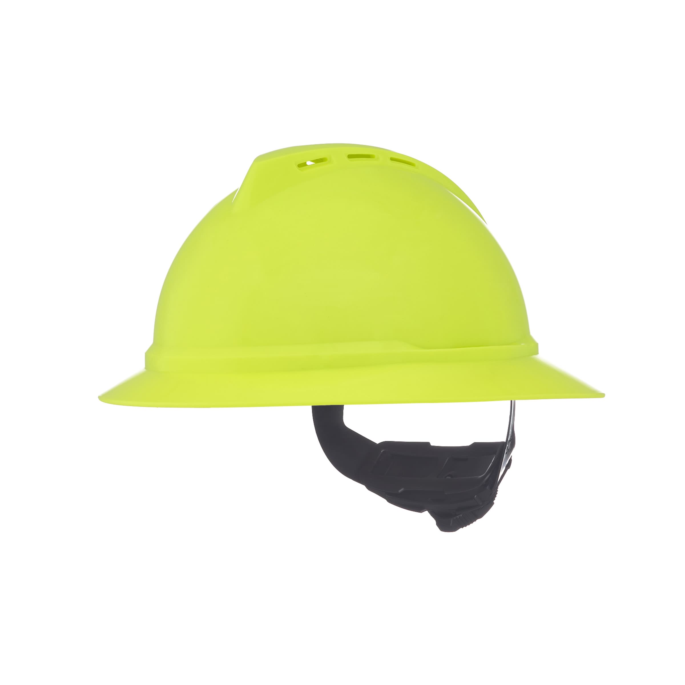 MSA V-Gard 500 Hat, Hi-Viz Yellow-Green Vented, 6-Point Fas-Trac Iii