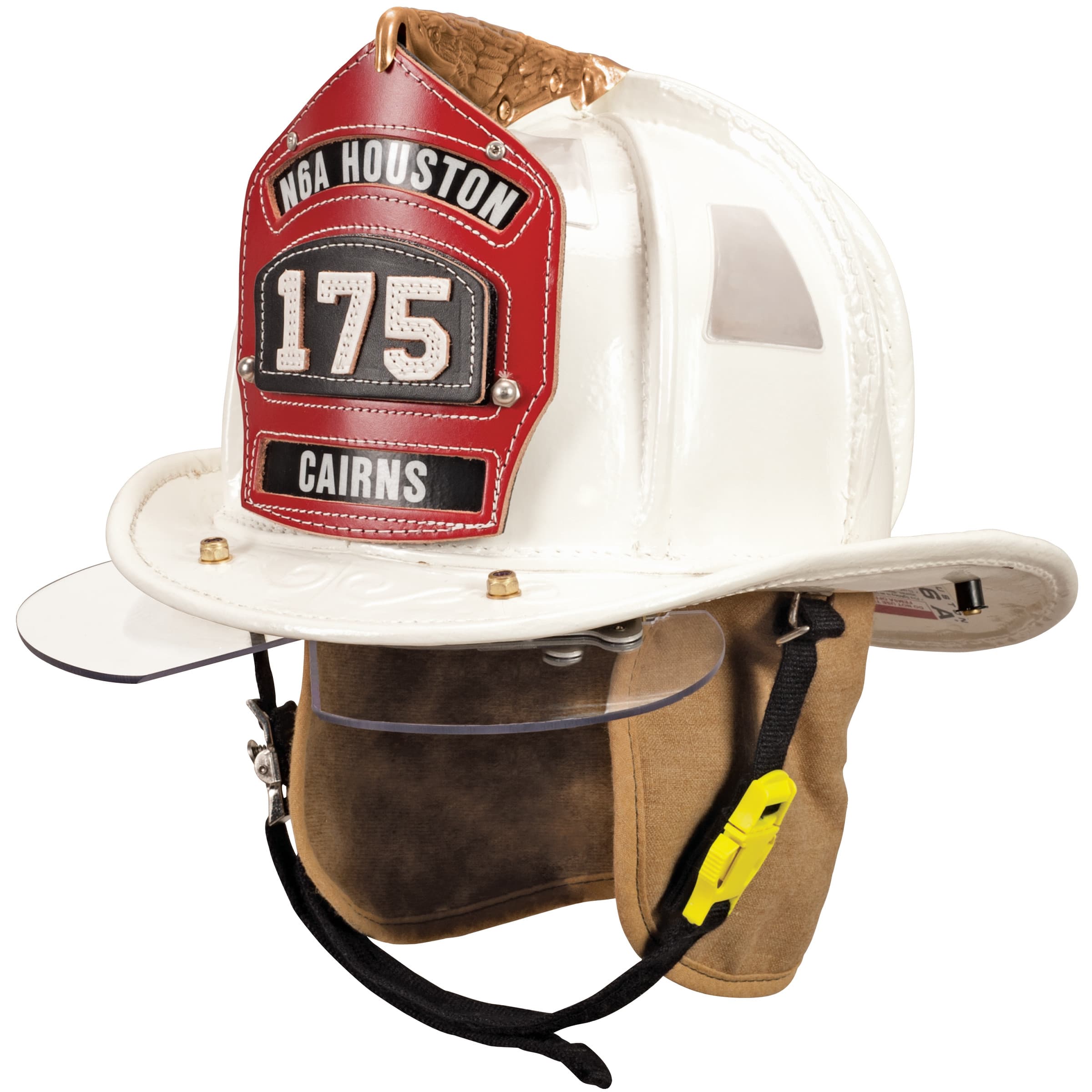 MSA N6A Houston With Bourkes, White, Large, Yellow Nomex Ear