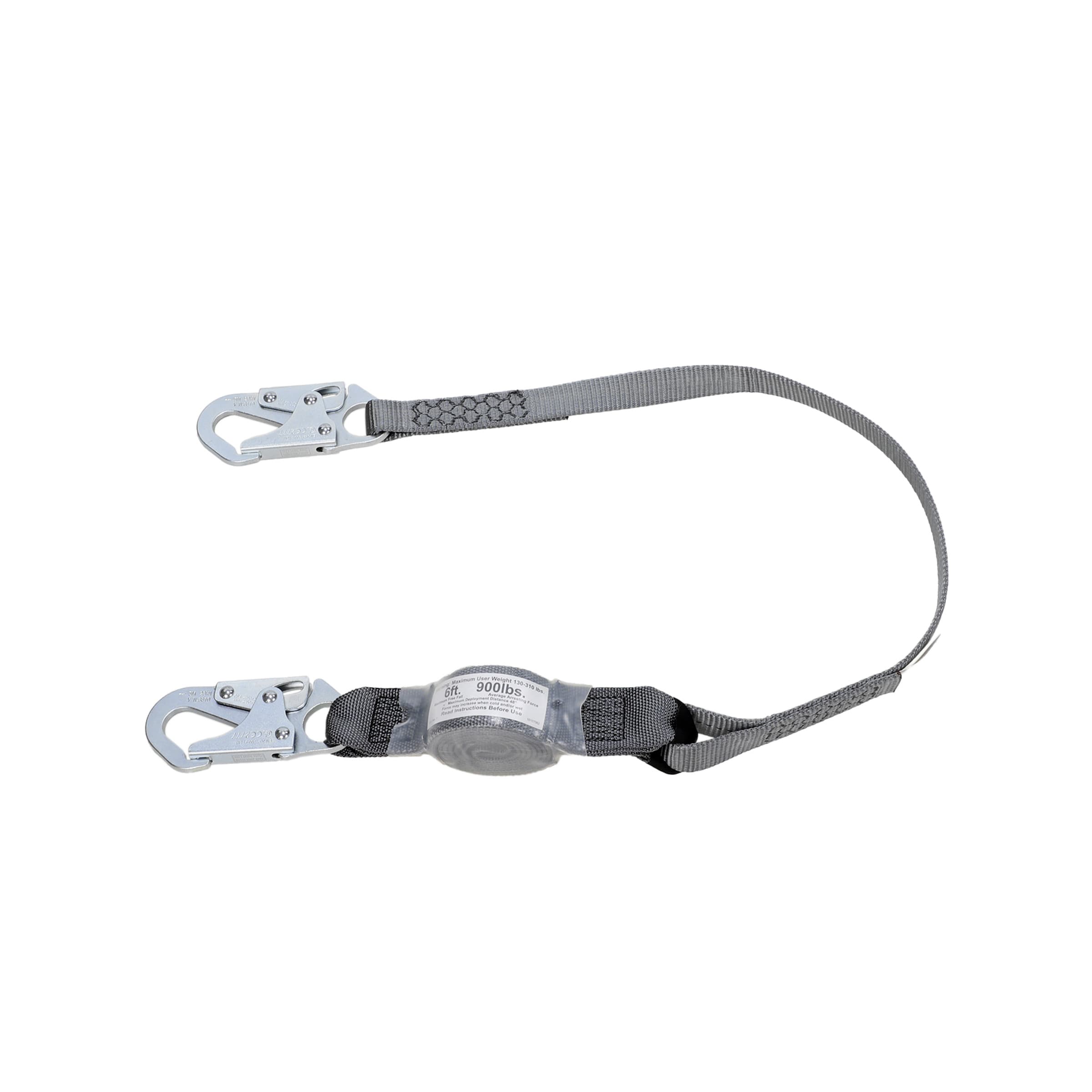 MSA V-Series Standard Energy Absorbing Lanyard, Fixed, Single Leg, 4', 36C Small Snaphook