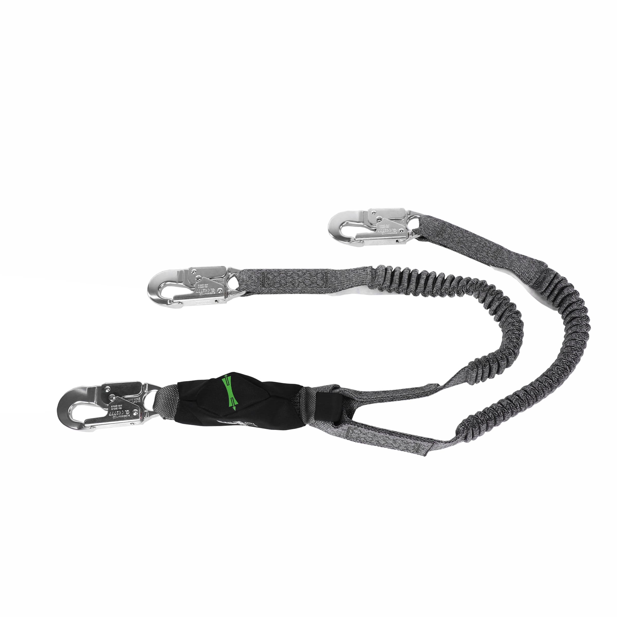 MSA V-Series Stretch Twin-Leg Energy Absorbing Lanyard, 6',36C Small Snaphooks