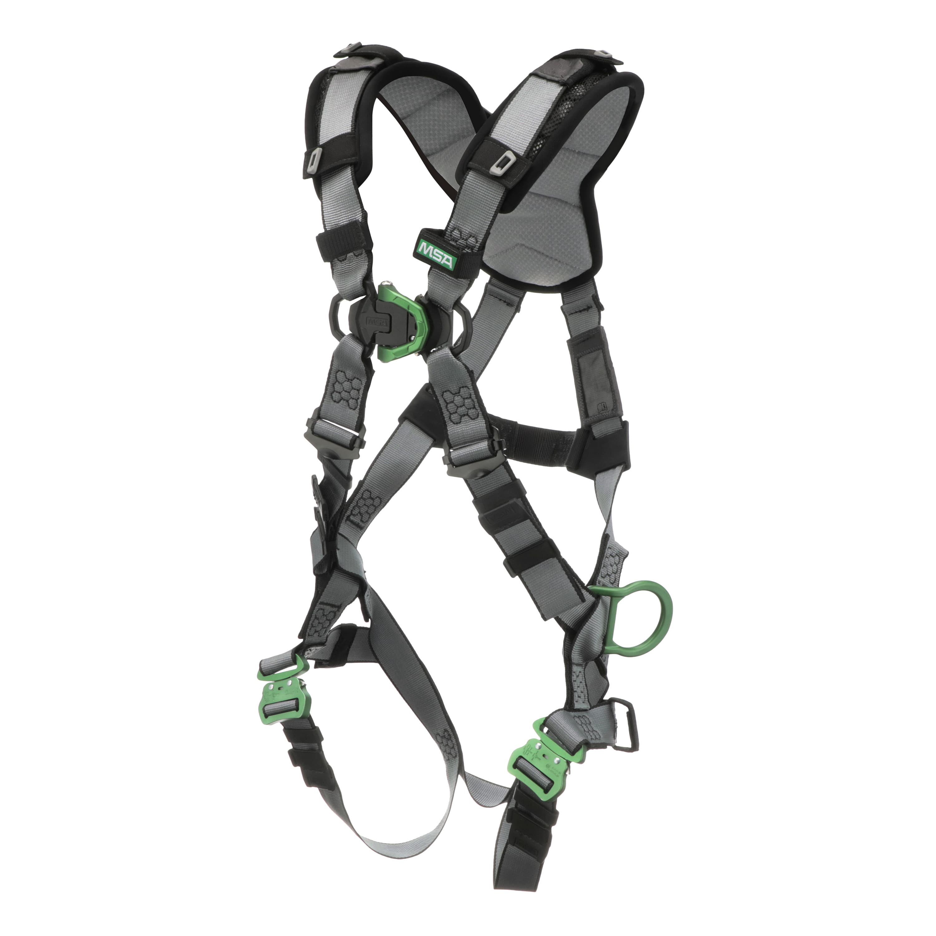 MSA V-Fit Harness, Super Extra Large, Back, Chest & Hip D-Rings, Quick-Connect Leg Straps, Shoulder Padding_1