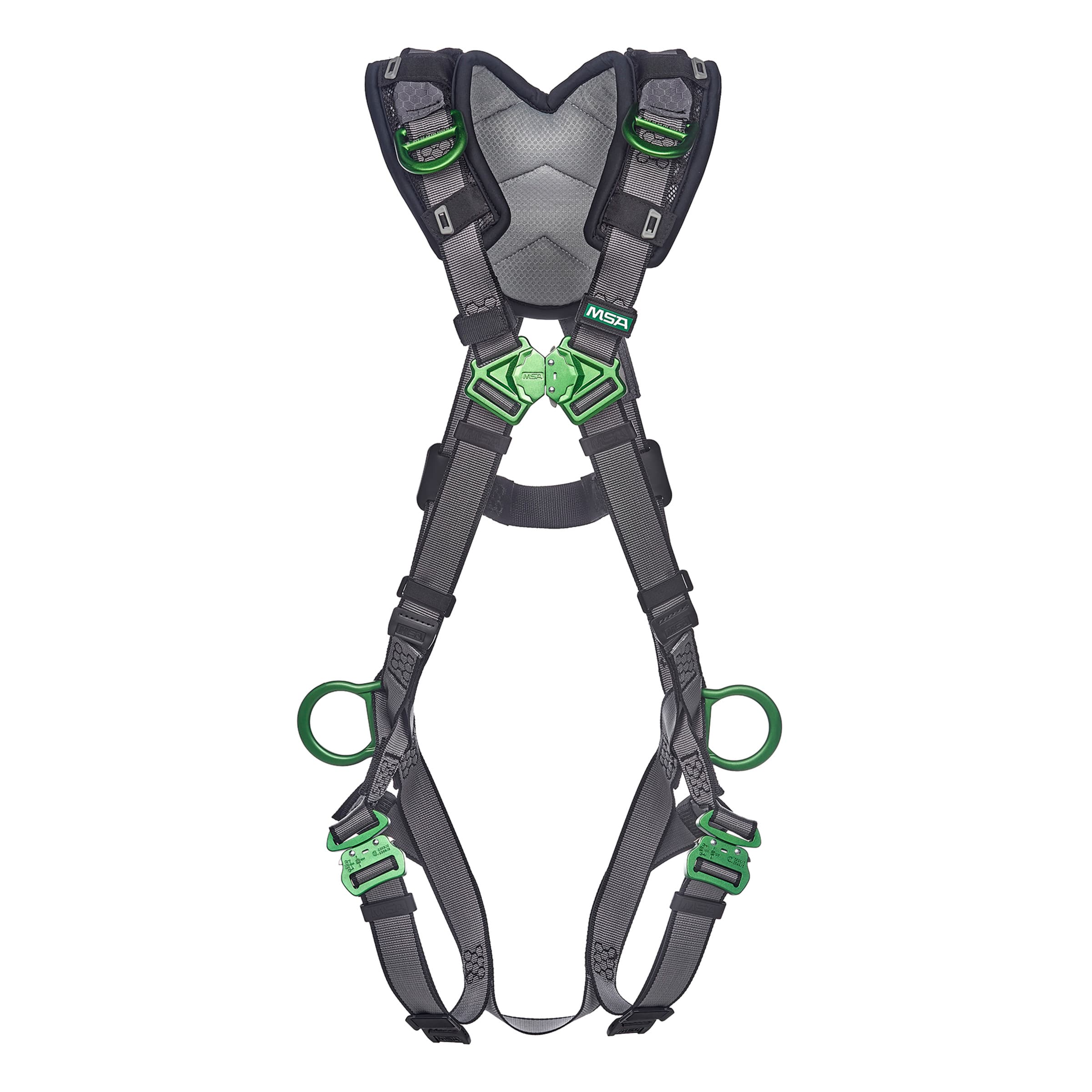 MSA V-Fit Harness, Standard, Back, Hip And Shoulder D-Rings, Quick-Connect Leg Straps, Shoulder Padding