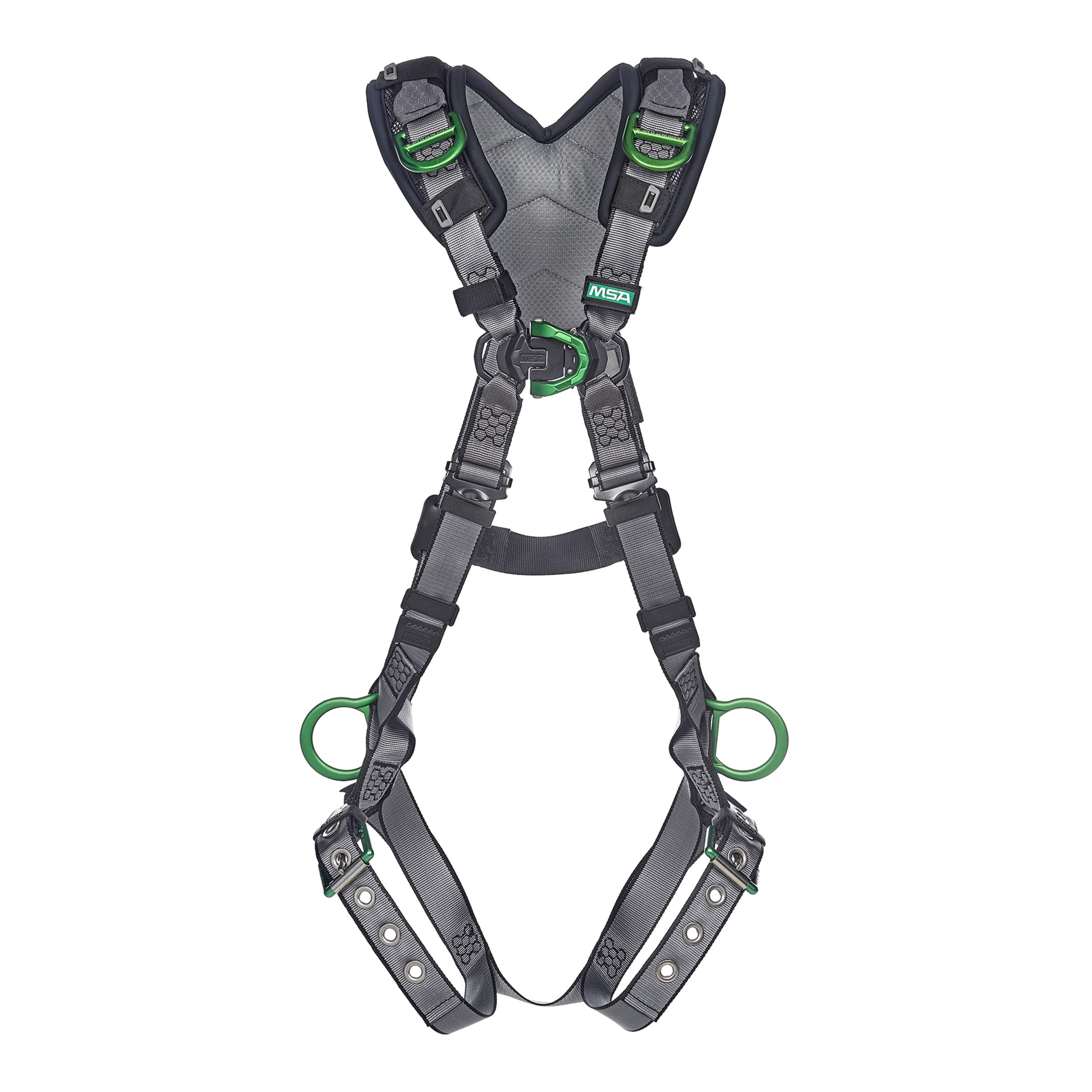 MSA V-Fit Harness, Standard, Back, Chest, Hip & Shoulder D-Rings, Tongue Buckle Leg Straps, Shoulder Padding