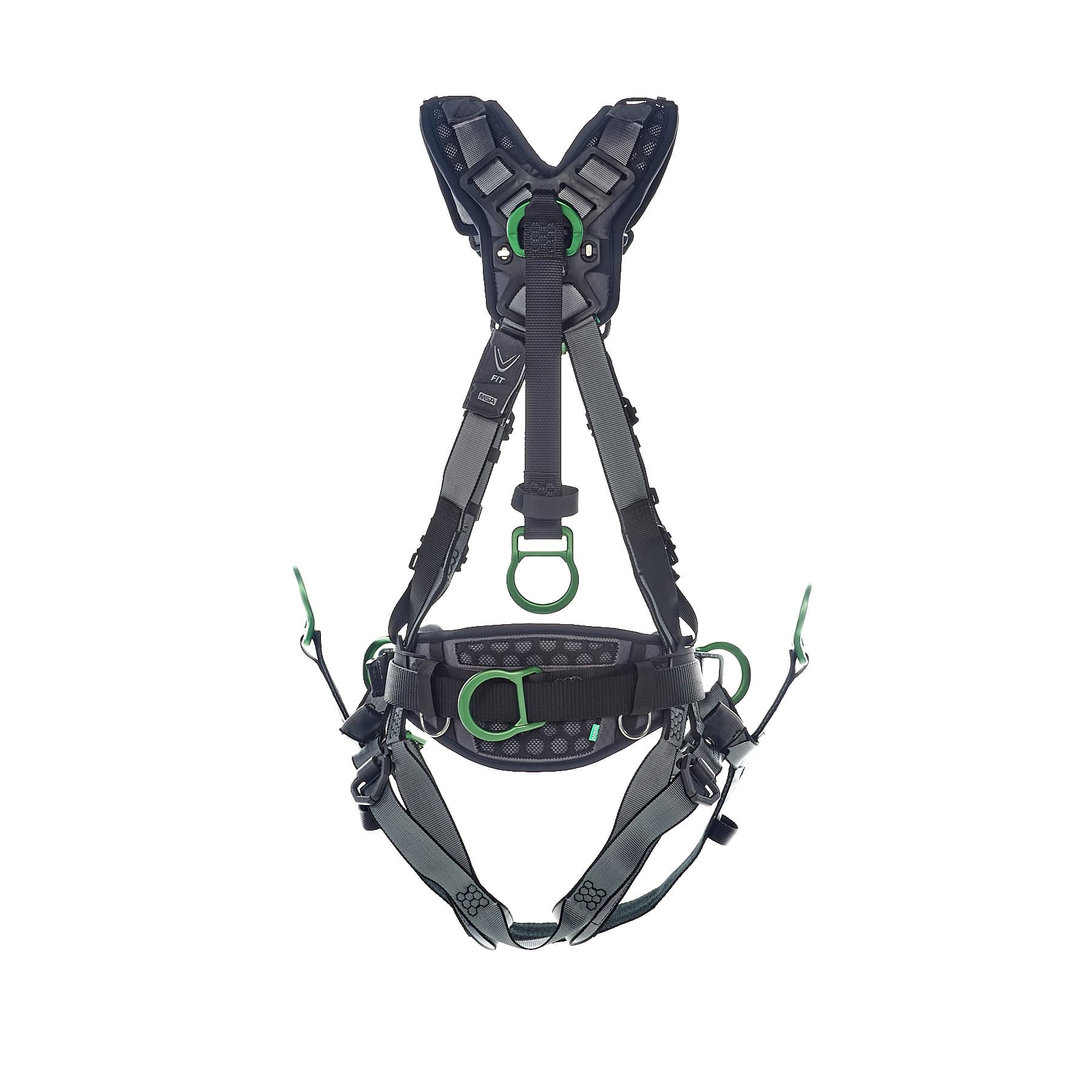 MSA V-Fit Derrick Harness, Extra Large, Back, Chest & Hip D-Rings, Tongue Buckle Leg Straps, Shoulder Padding_2