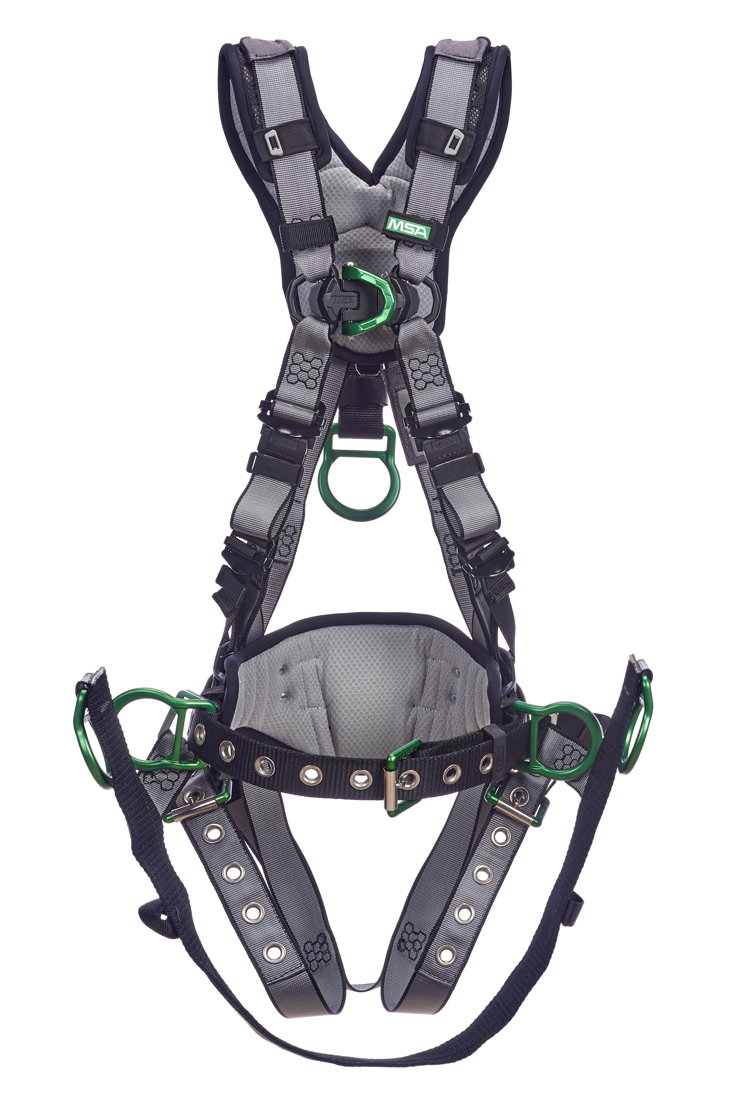 MSA V-Fit Derrick Harness, Extra Large, Back, Chest & Hip D-Rings, Tongue Buckle Leg Straps, Shoulder Padding_4