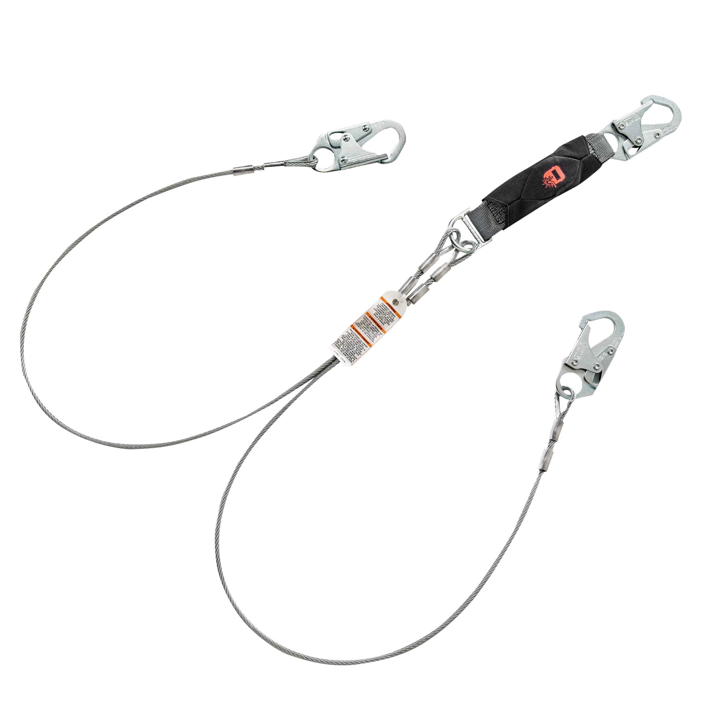 MSA V-Series, High Heat, Cable, Twin-Leg Fixed Energy Absorbing Lanyard, 6', 36C Small Snaphooks