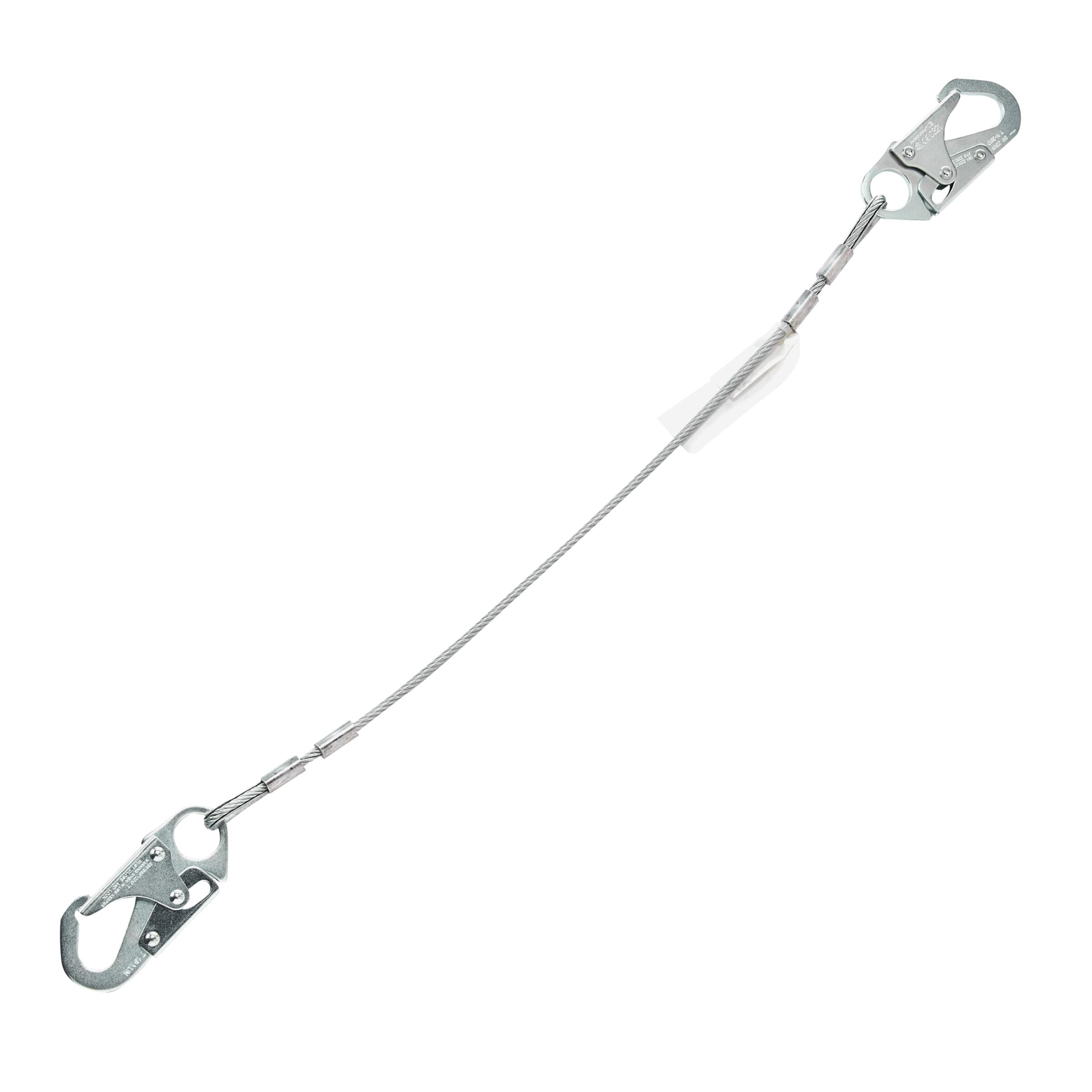 MSA V-Series Cable Single-Leg Fixed Restraint Lanyard, 3',36C Small Snaphooks, Ansi Z359.3-2017