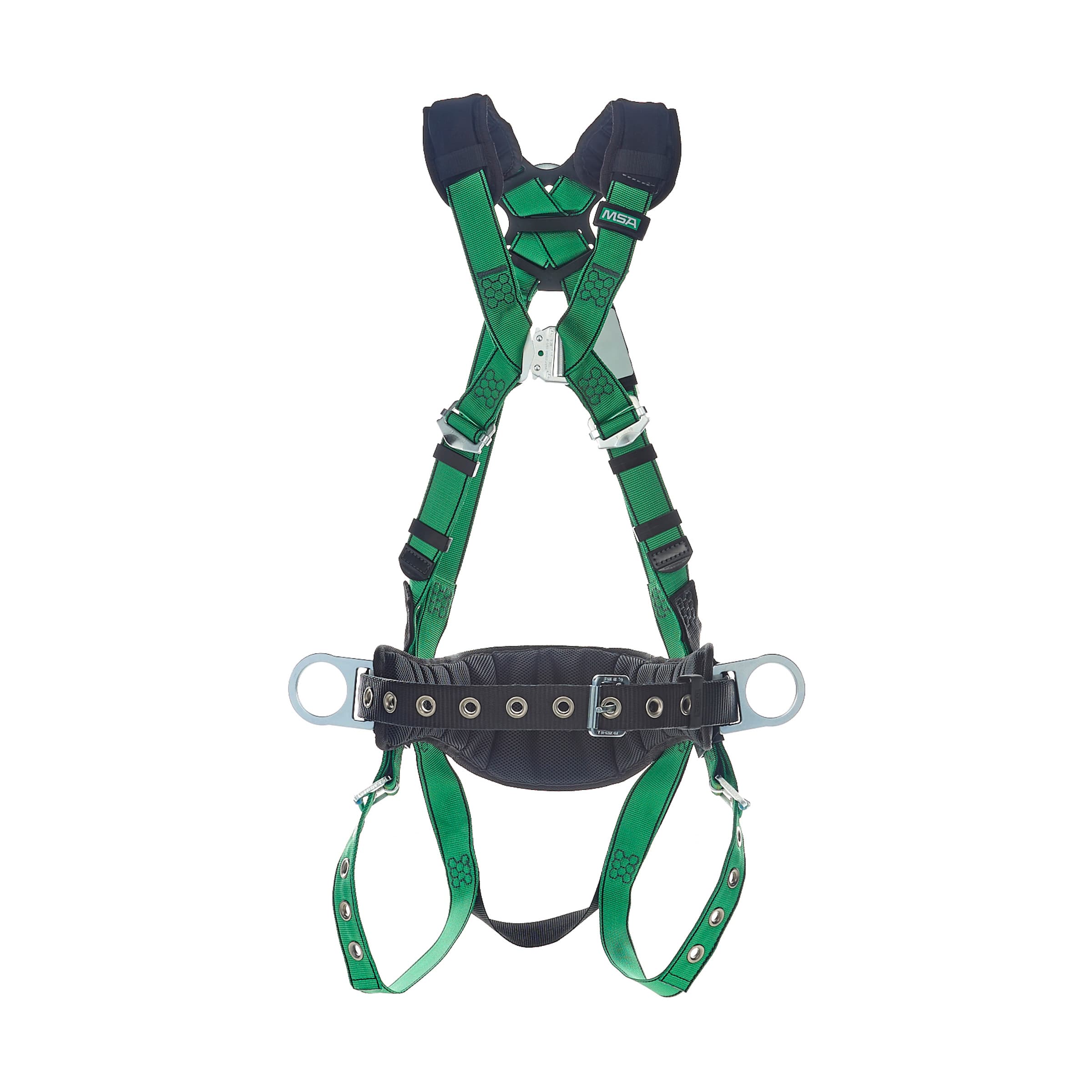 MSA V-Form Construction Harness, Extra Large, Back & Hip D-Ring, Tongue Buckle Leg Straps, Shoulder Paddingquick Connect Chest Buckle