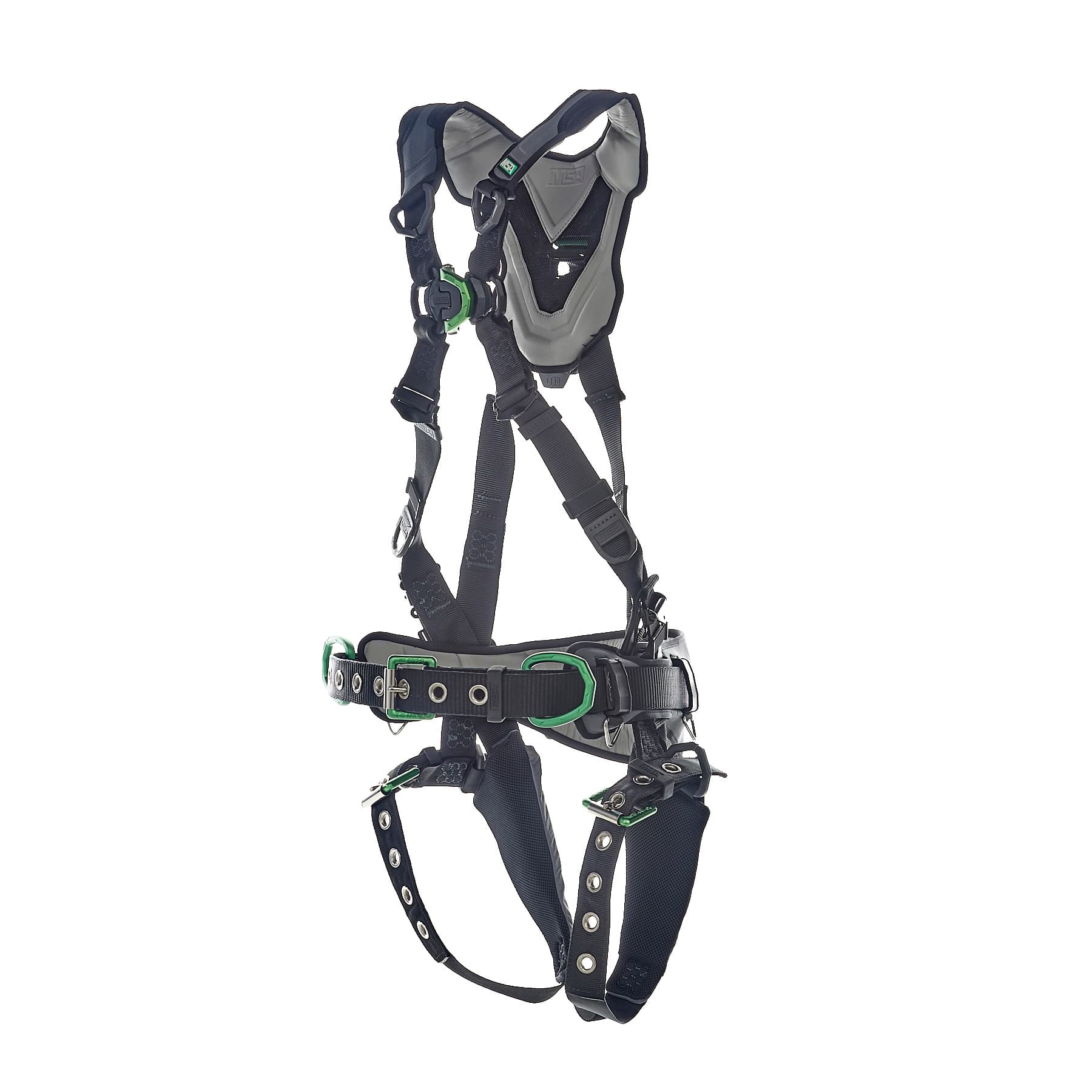 MSA V-Flex Harness, Construction, Super Extra Large, Back D-Ring, Chest D-Ring, Hip D-Rings, Tongue Buckle Leg Straps_5