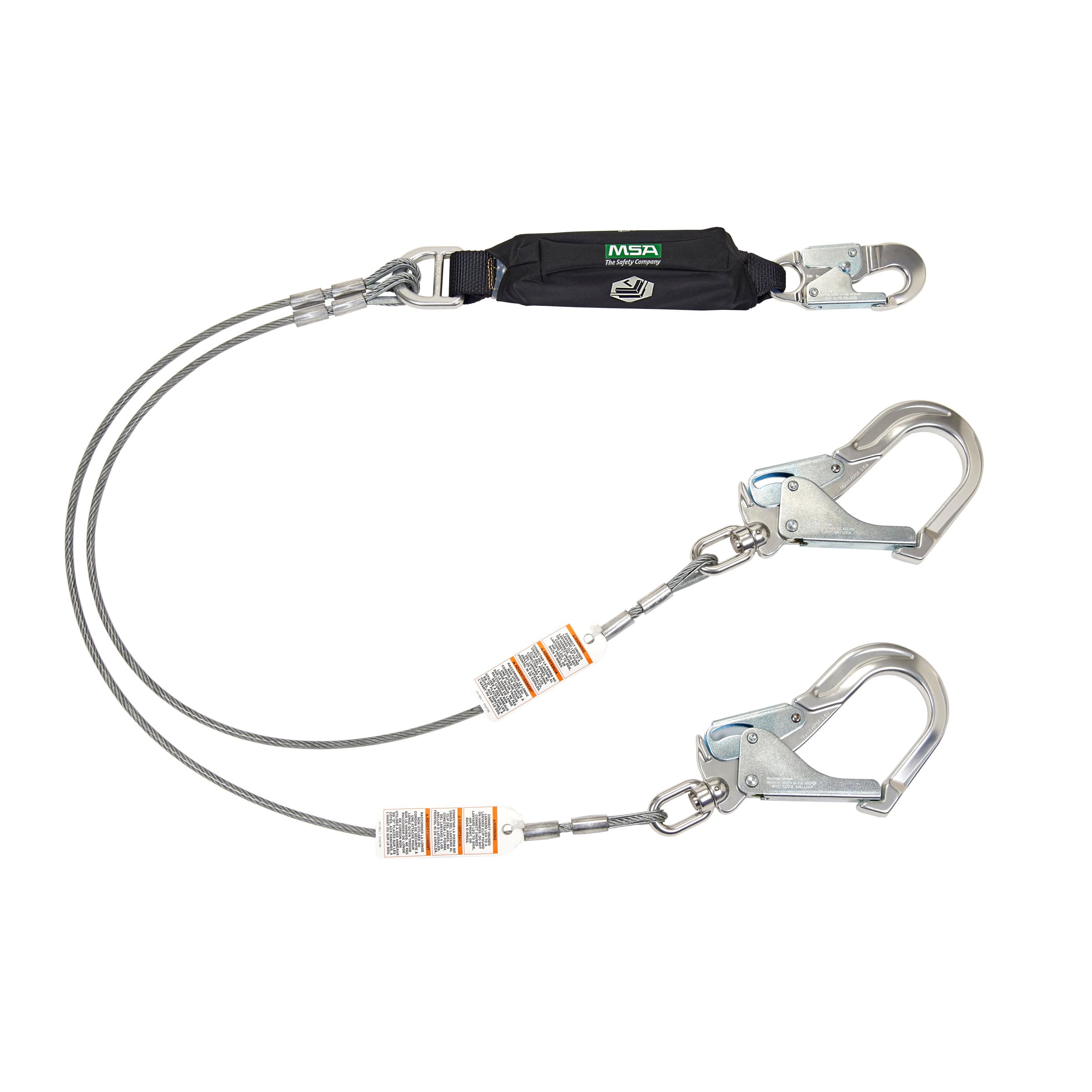 MSA Leading Edge Lanyard, Twin Leg, Large Aluminum Swivel Snaphook