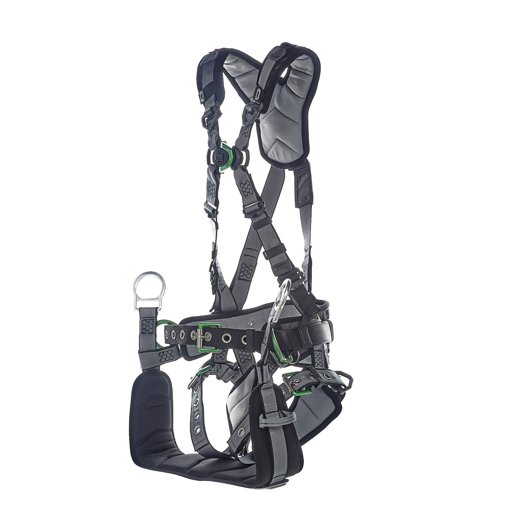 MSA V-Fit Tower Harness, Super Extra Large, Back, Chest & Hip D-Rings, Tongue Buckle Leg And Belt Straps, Shoulder & Leg Padding_1
