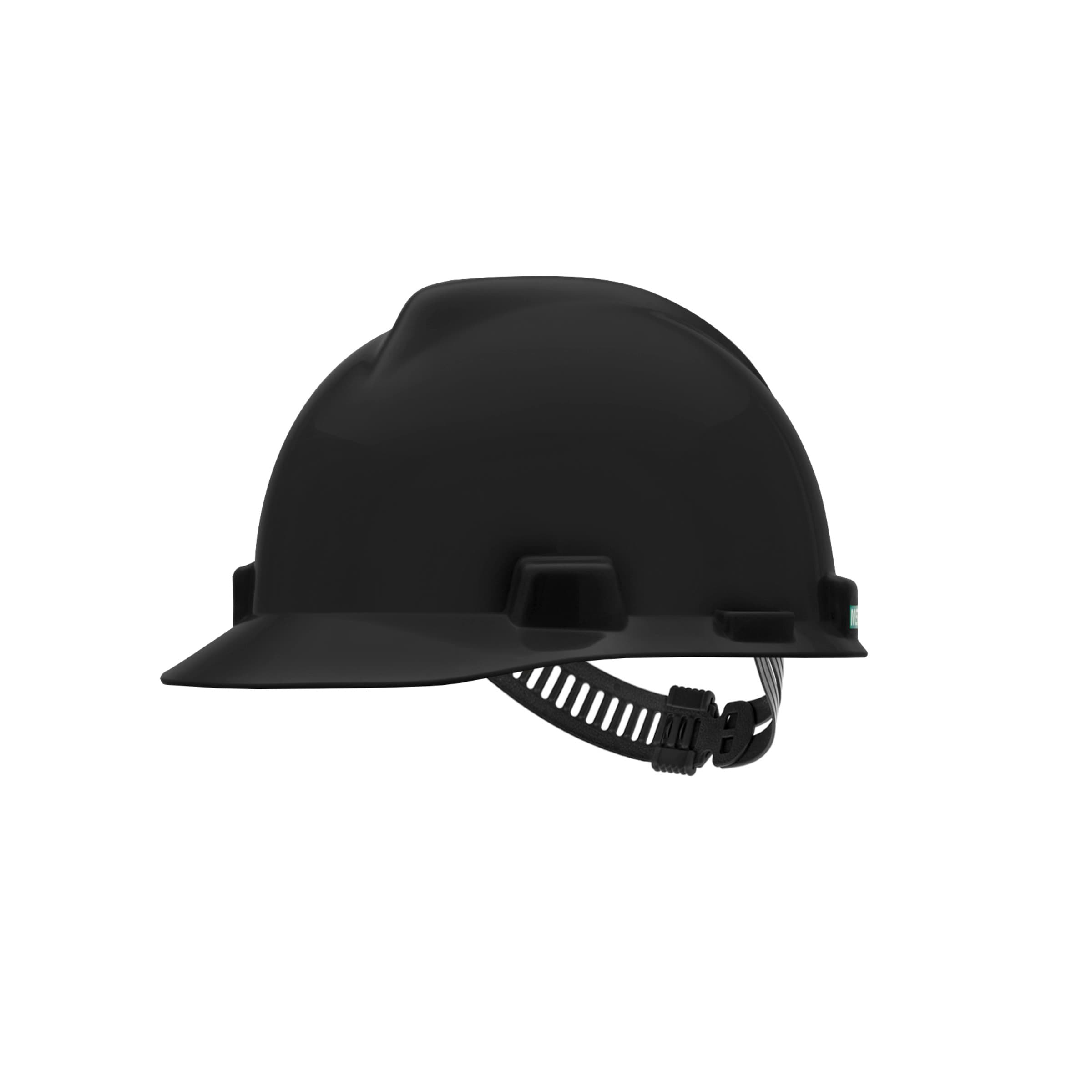 MSA V-Gard Slotted Cap, Black, W/Staz-On Suspension