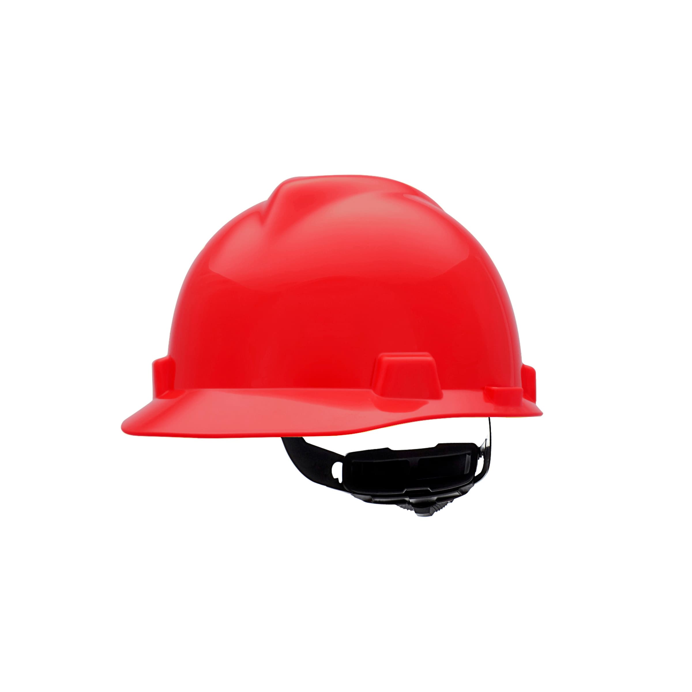 MSA V-Gard Slotted Cap, Red, W/Fas-Trac Iii Suspension