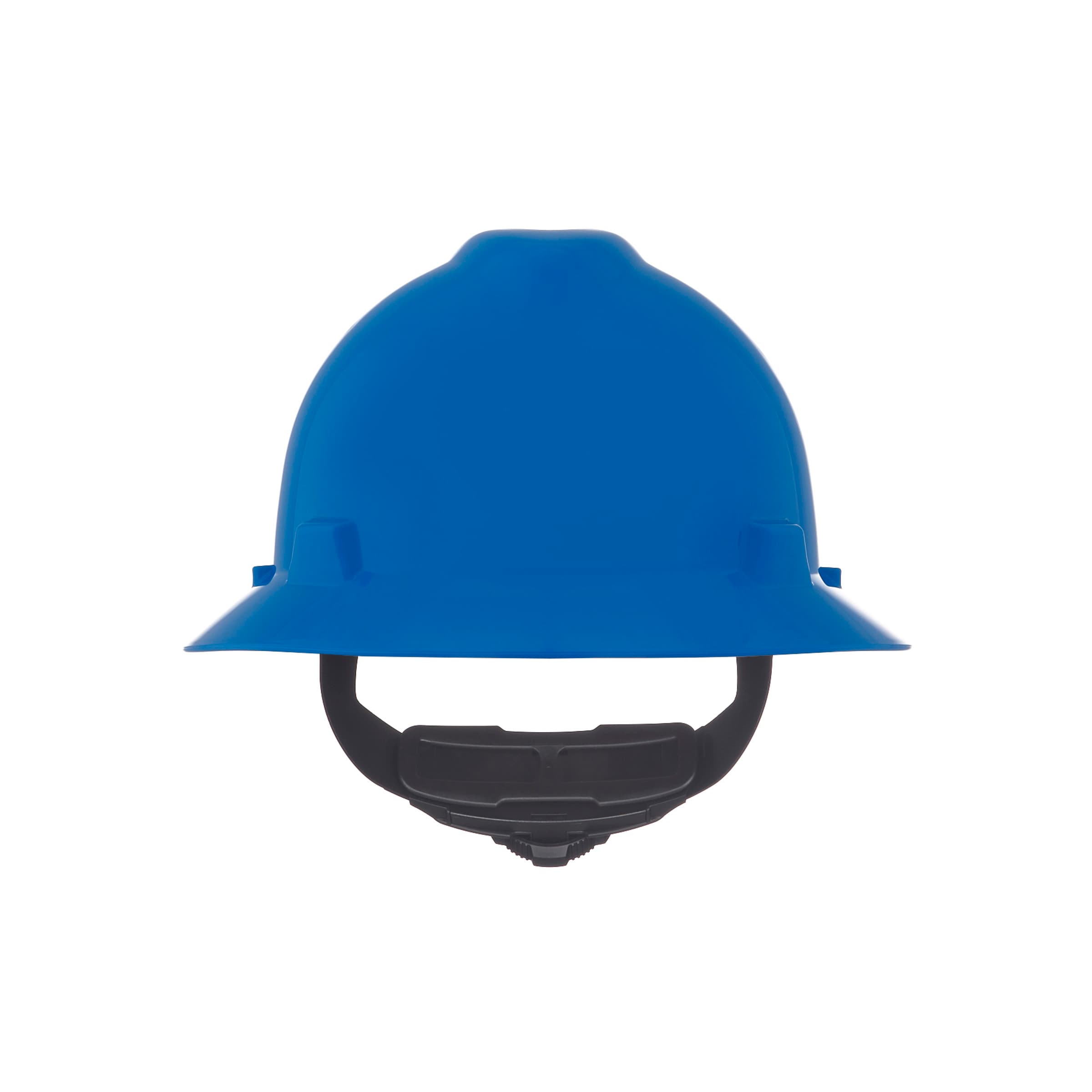 MSA V-Gard Slotted Full-Brim Hat, Blue,, W/Fas-Trac Iii Suspension
