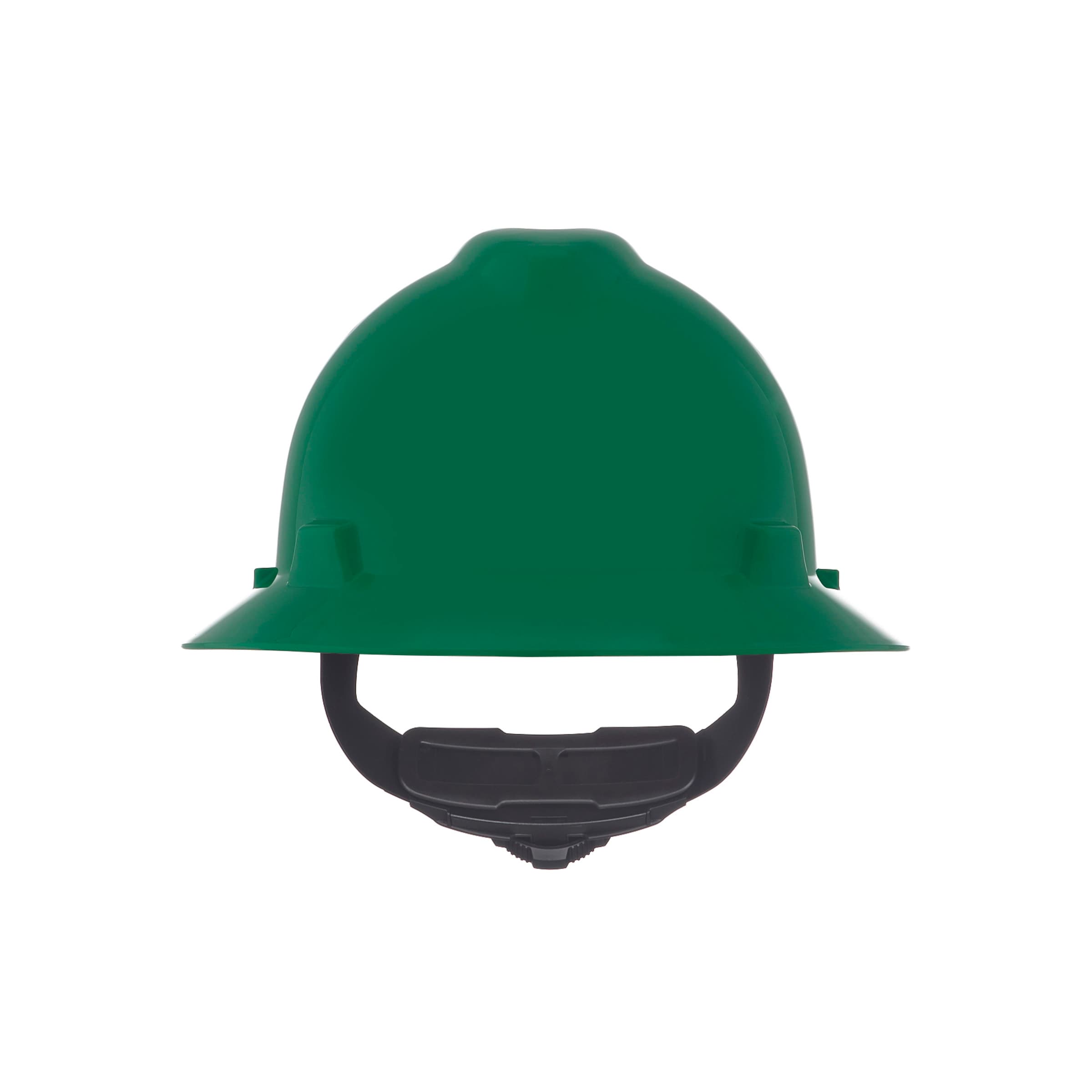 MSA V-Gard Slotted Full-Brim Hat, Green, W/Fas-Trac Iii Suspension