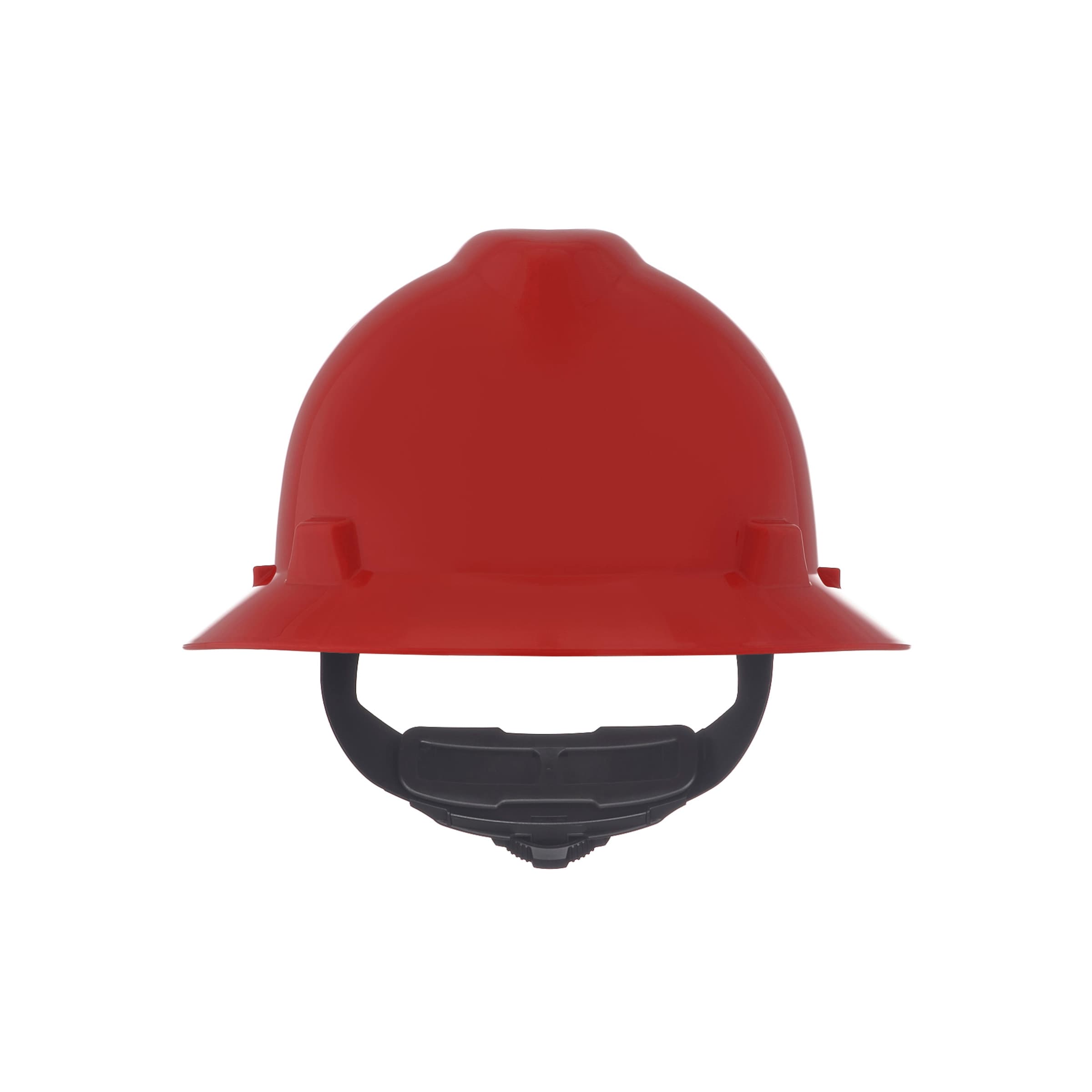 MSA V-Gard Slotted Full-Brim Hat, Red, W/Fas-Trac Iii Suspension