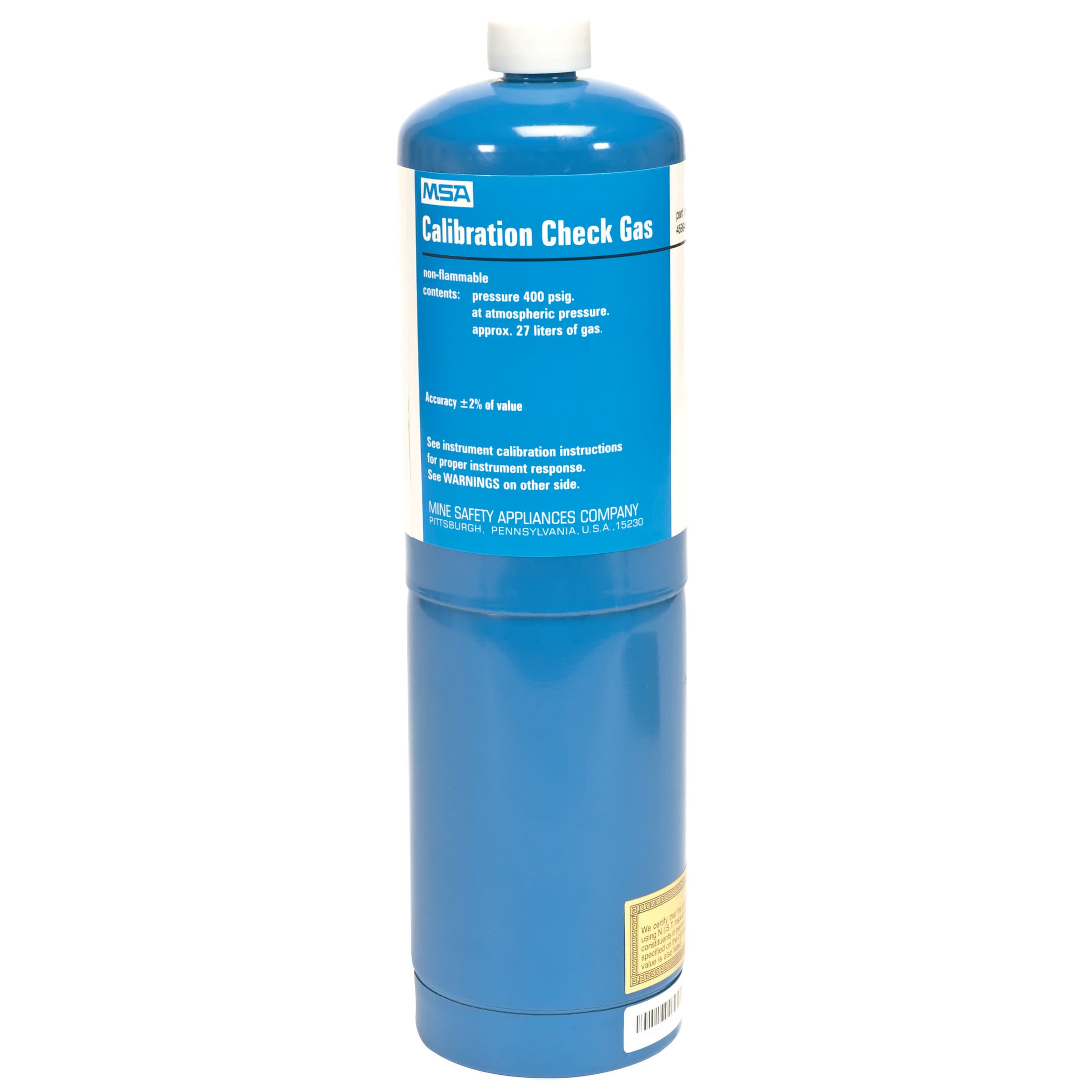 MSA Gas,11L,2.5%Ch4,15%O2,300Ppmco,35Ppmh2S