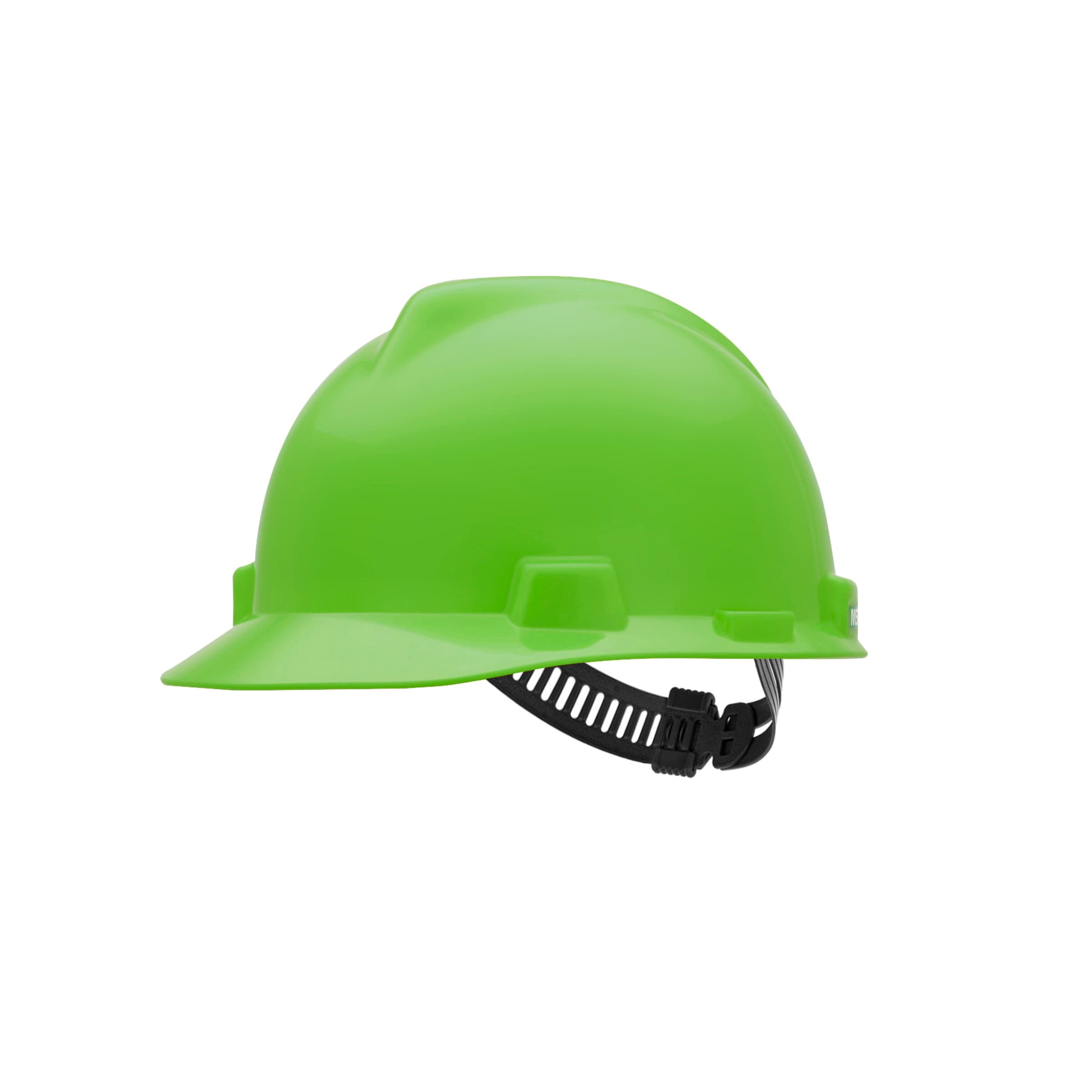 MSA V-Gard Slotted Cap, Bright Lime Green, W/Staz-On Suspension