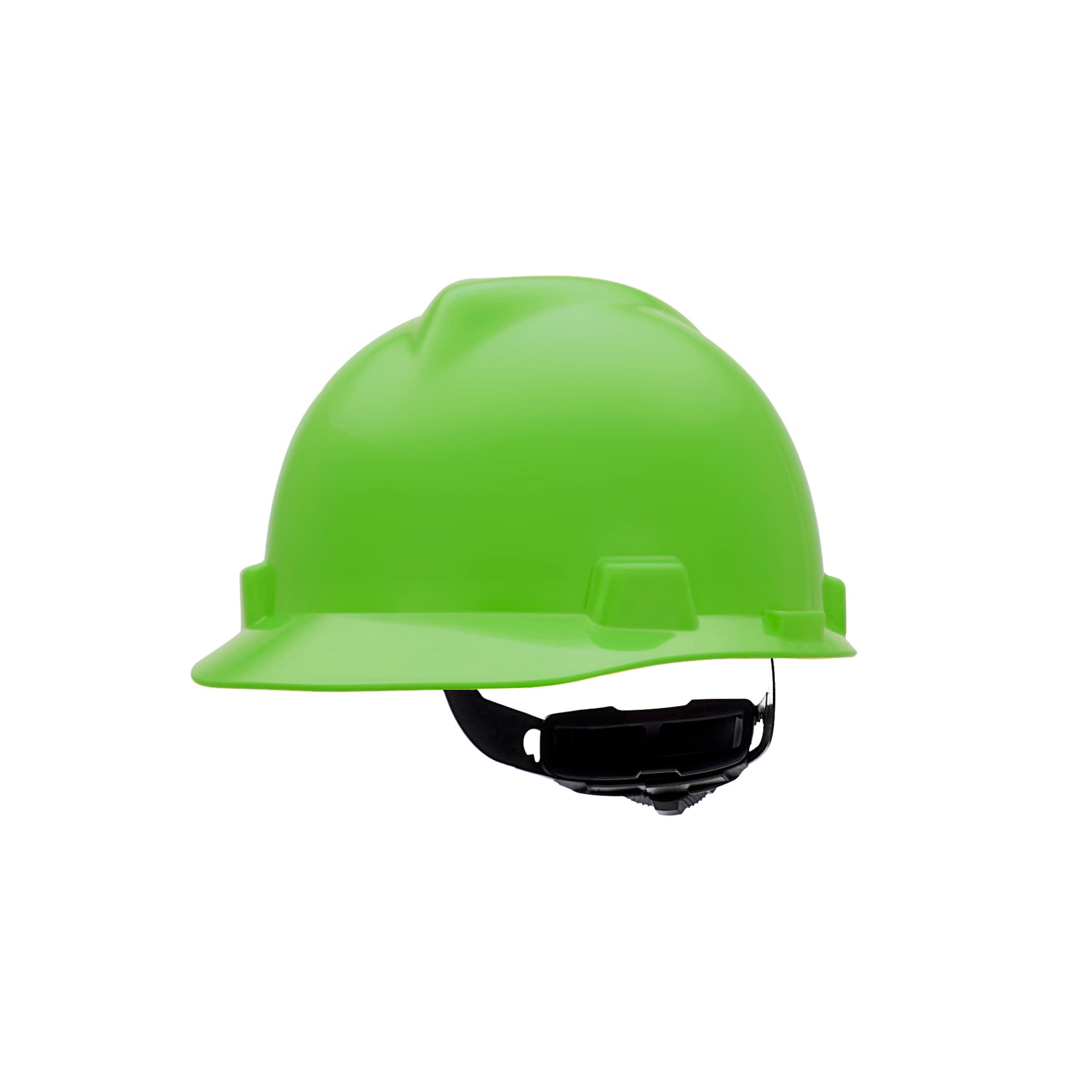 MSA V-Gard Slotted Cap, Bright Lime Green, W/Fas-Trac Iii Suspension