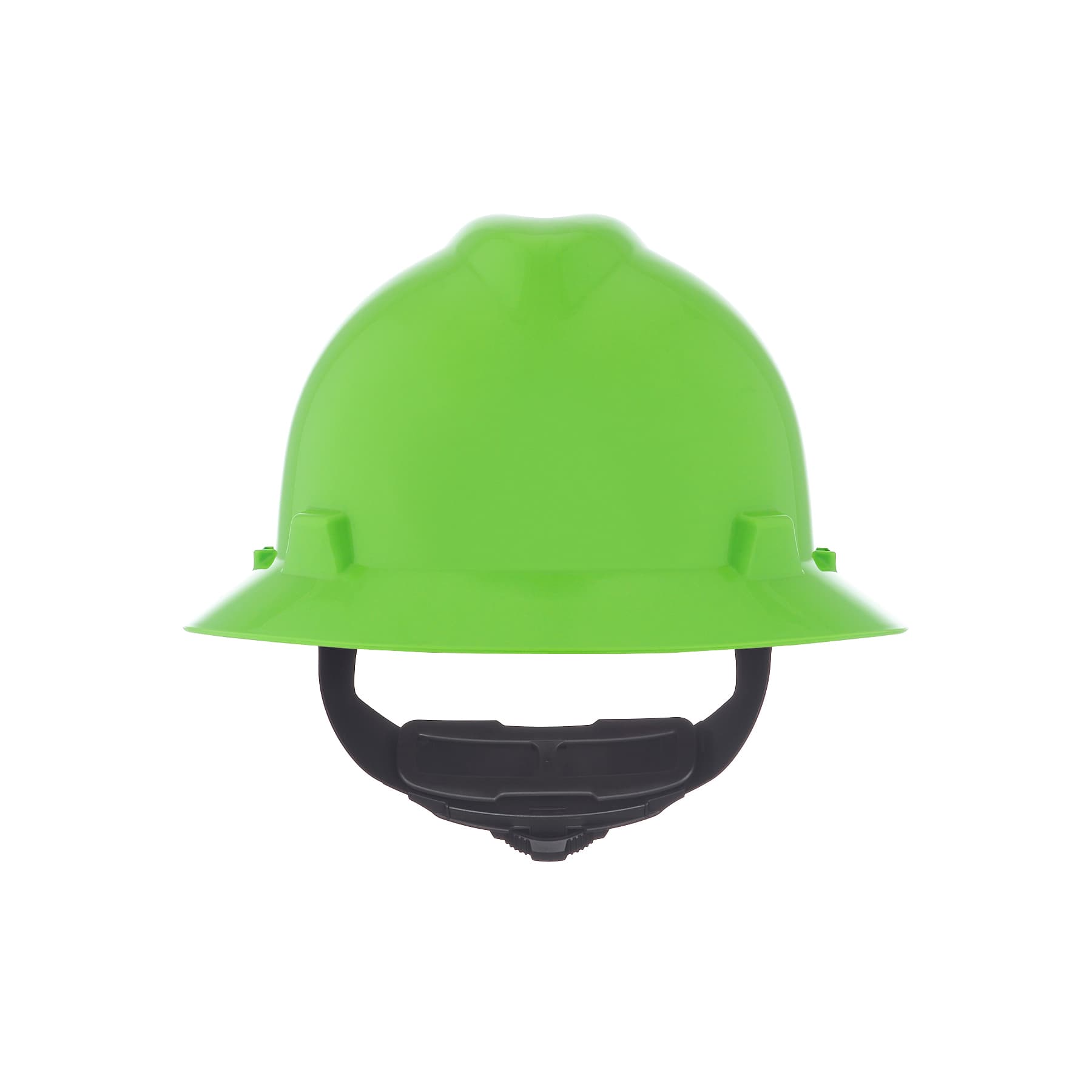 MSA V-Gard Slotted Full-Brim Hat, Bright Lime Green, W/Fas-Trac Iii Suspension_2