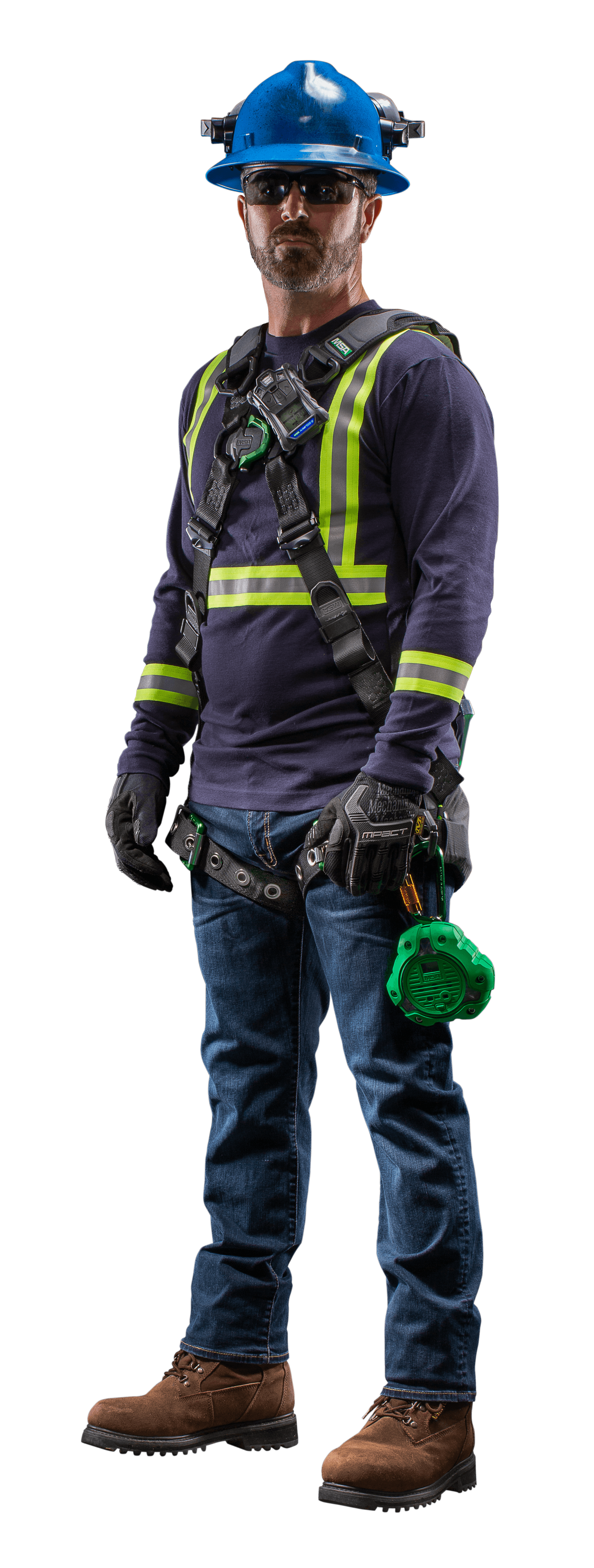 MSA V-Gard Slotted Full-Brim Hat, Bright Lime Green, W/Fas-Trac Iii Suspension_3
