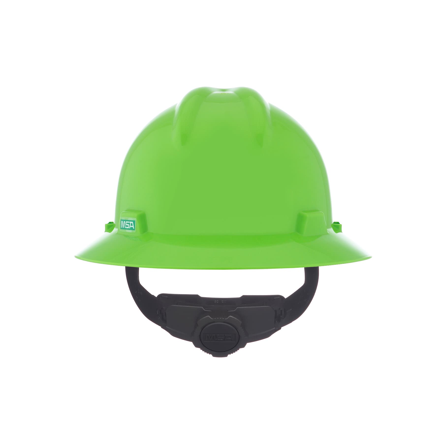MSA V-Gard Slotted Full-Brim Hat, Bright Lime Green, W/Fas-Trac Iii Suspension_11