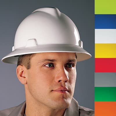 MSA V-Gard Slotted Full-Brim Hat, Bright Lime Green, W/Fas-Trac Iii Suspension_18