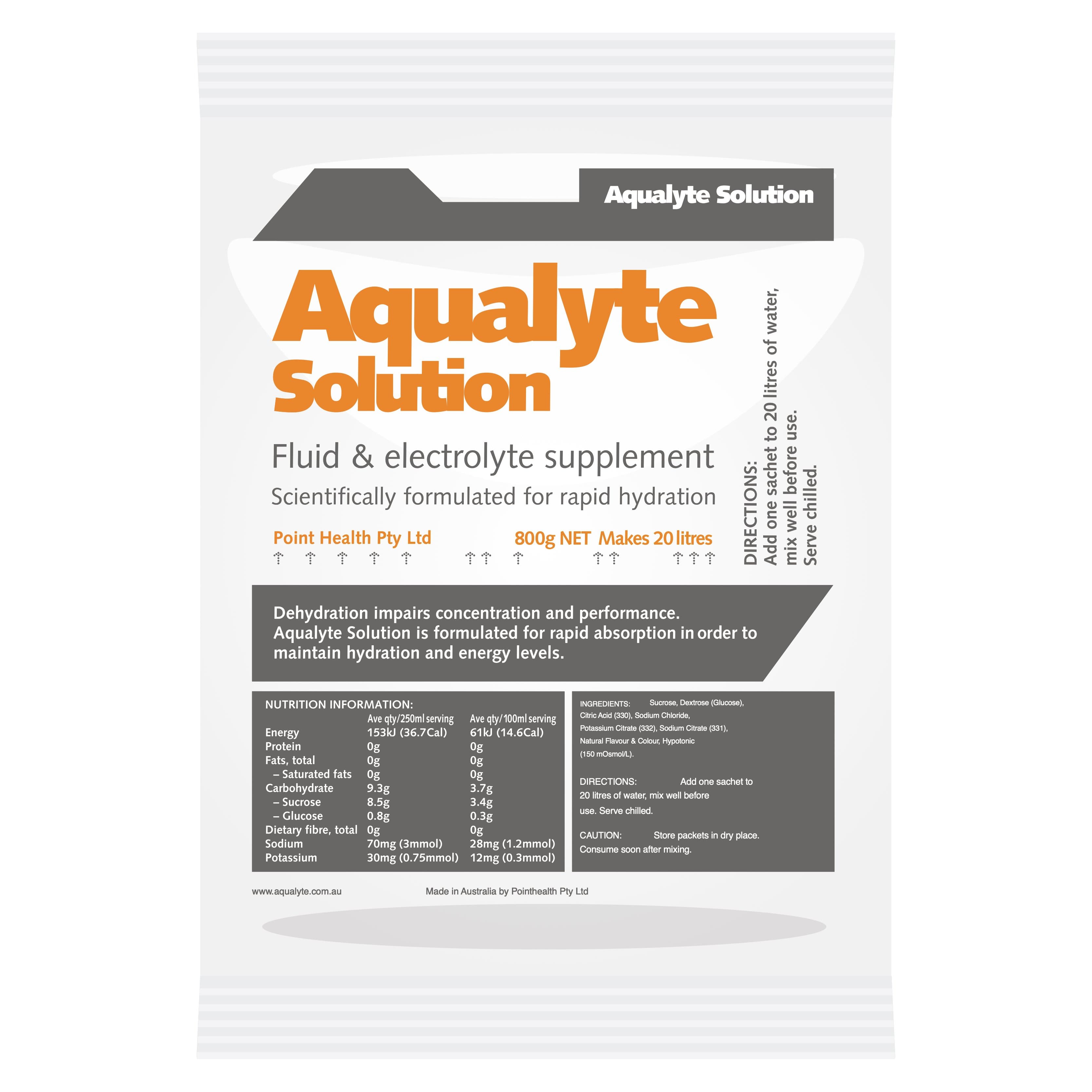 Maxisafe Aqualyte Electrolyte Powder Orange Flavoured Sachets 800G