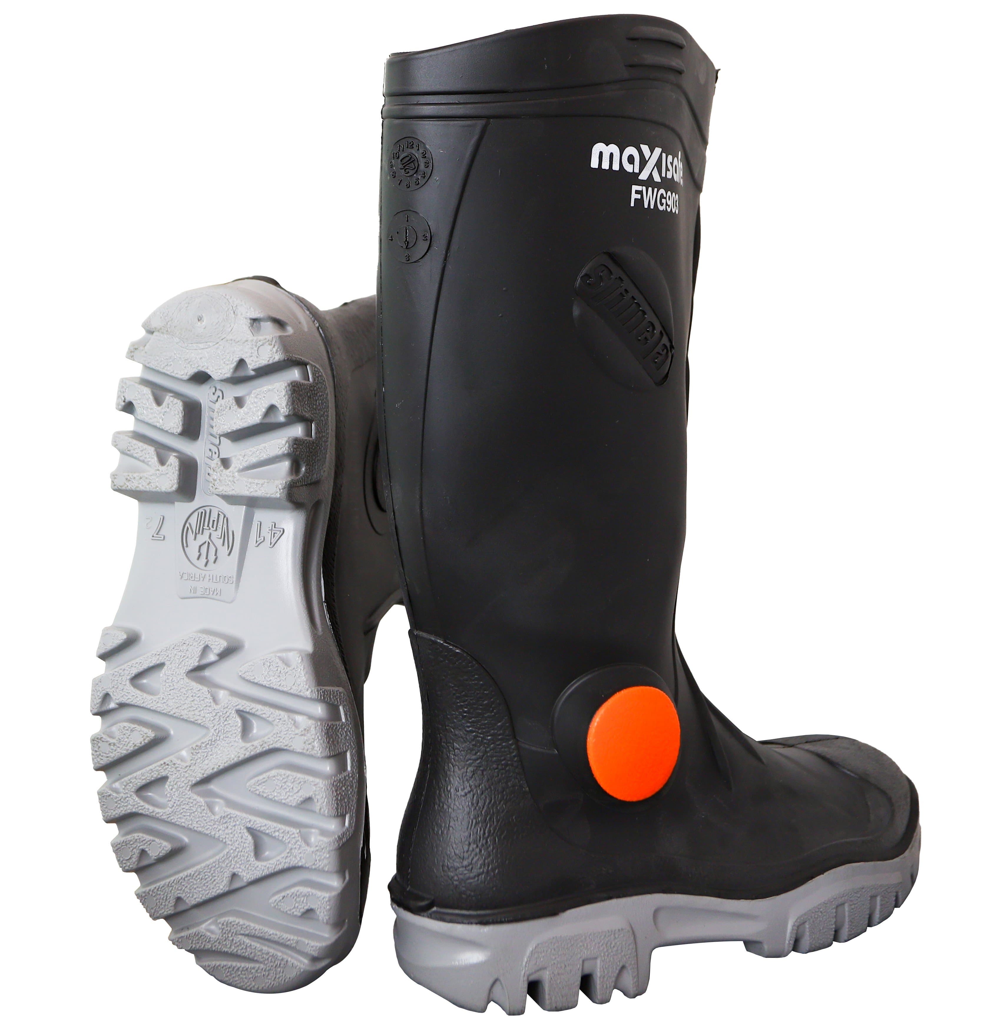 Maxisafe Stimela 'Superintendant' Black Gumboot With Safety Toe & Midsole