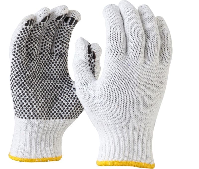 Maxisafe Bleached, Knitted Poly Cotton, Polka Dot Glove - Mens
