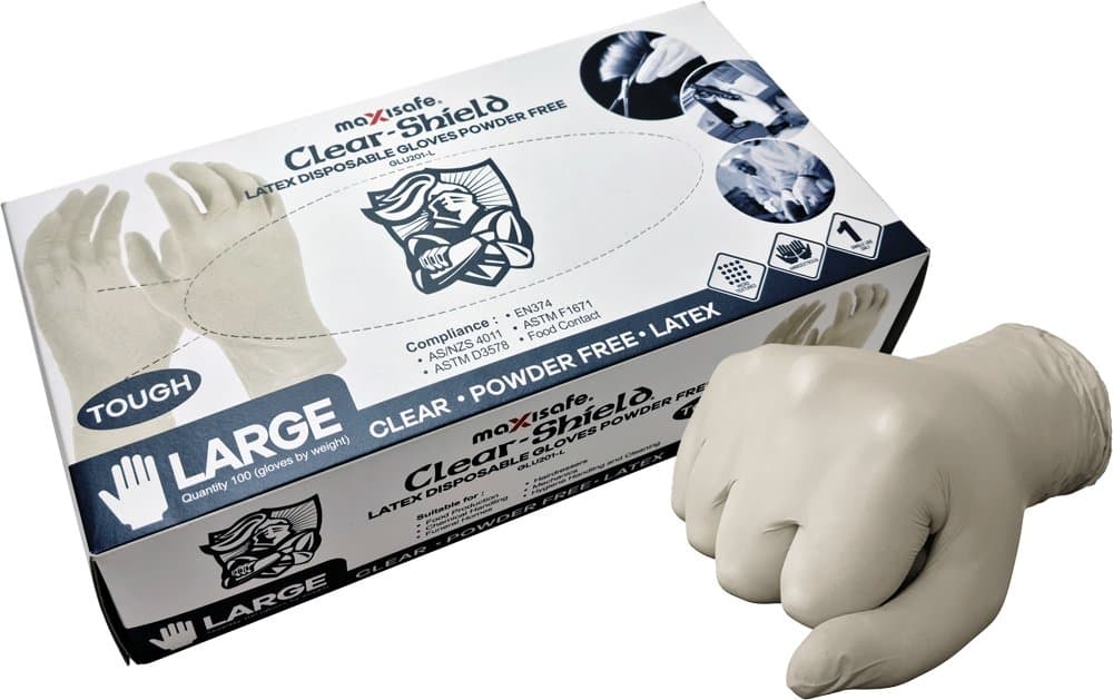 Maxisafe Latex Disposable Gloves, Unpowdered, Box 100