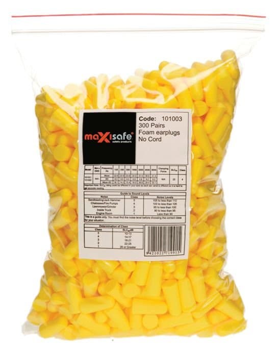 Maxisafe Maxiplug - Uncorded Earplugs 26Db - Class 5 - Refill Bag Of 300 Pairs