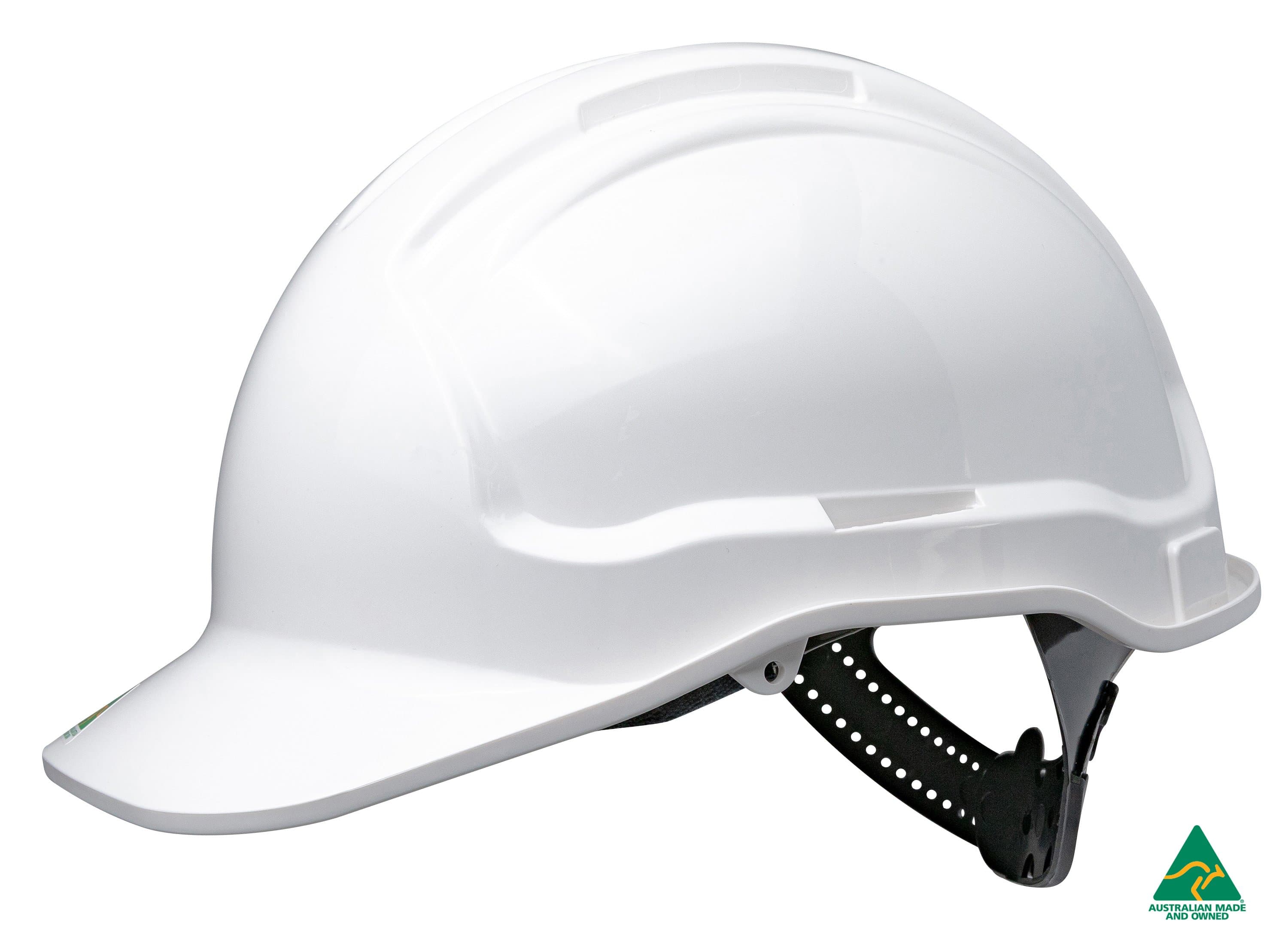 Maxisafe Tuffgard White Non-Vented Hard Hat - Polycradle Sliplock Harness