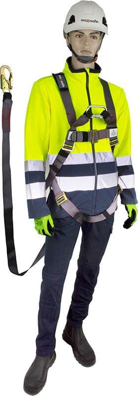Maxisafe Full Body Harness With Front And Rear Attachment Points And 2Mtr Lanyard And Snap Hook Attached, 140Kg Rated_0