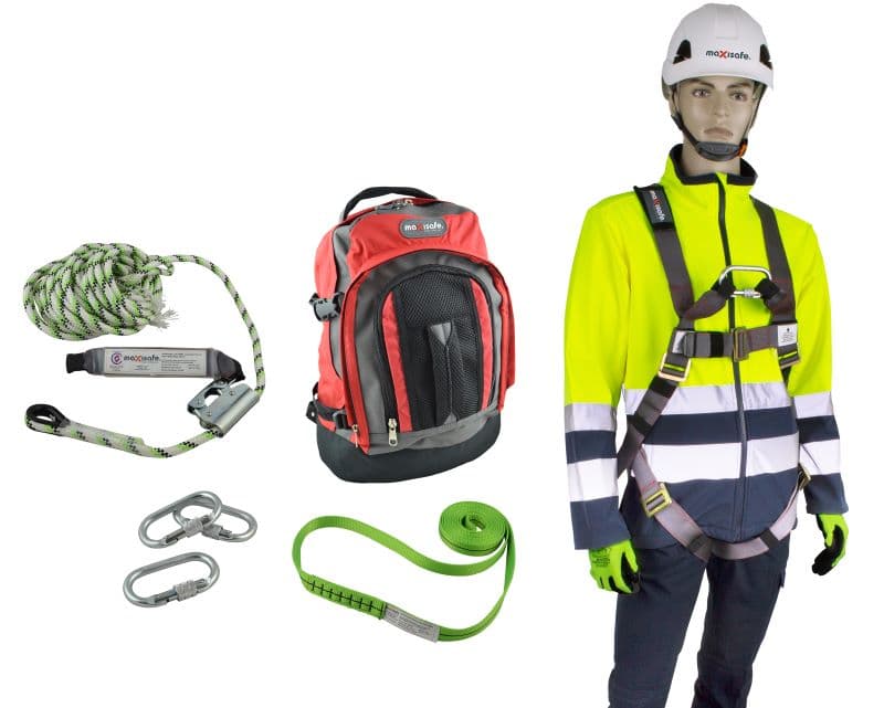 Maxisafe Premium Roofers Kit With Full Body Harness, 15M Rope Line, Twist Lock Karabiner, & 2.0M Sling, 140Kg Rating_0