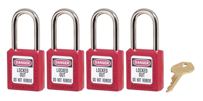 Master Lock Safety Padlock 410 KA4 Red (4 Locks Equals 1 Set)