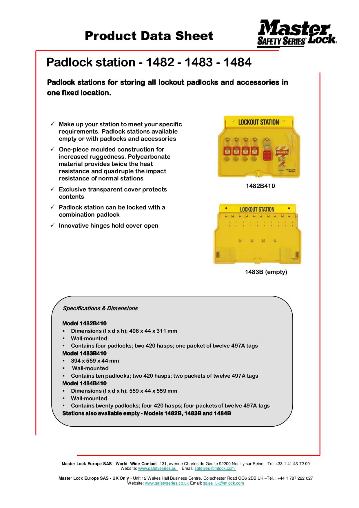 Master Lock 20 Padlock Station W/Cover-Unfilled